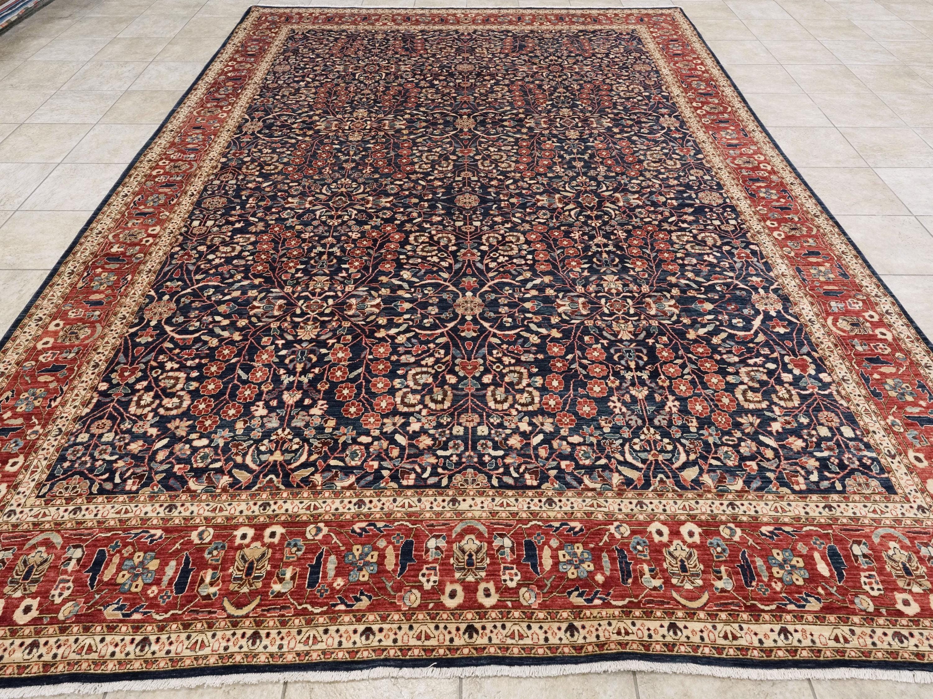 9x12 Ft Blue Serapi Rug – Hand Knotted Wool Oriental Rug