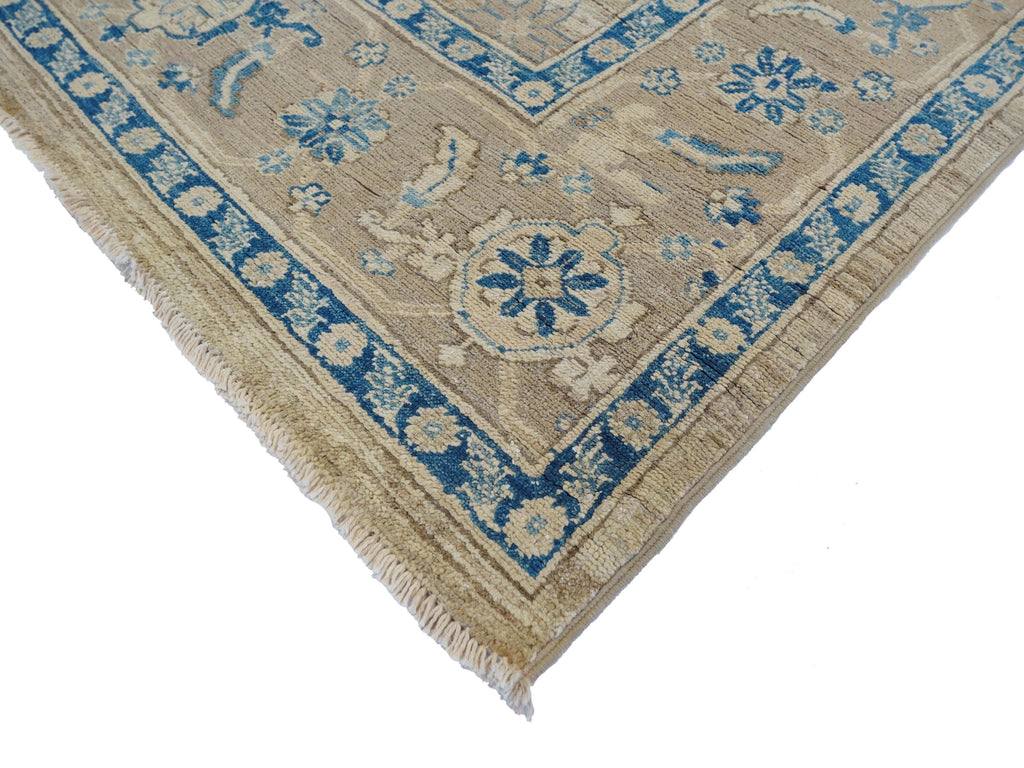 6x10 Ft Antique Heriz Rug - Beige & Blue Persian Rug