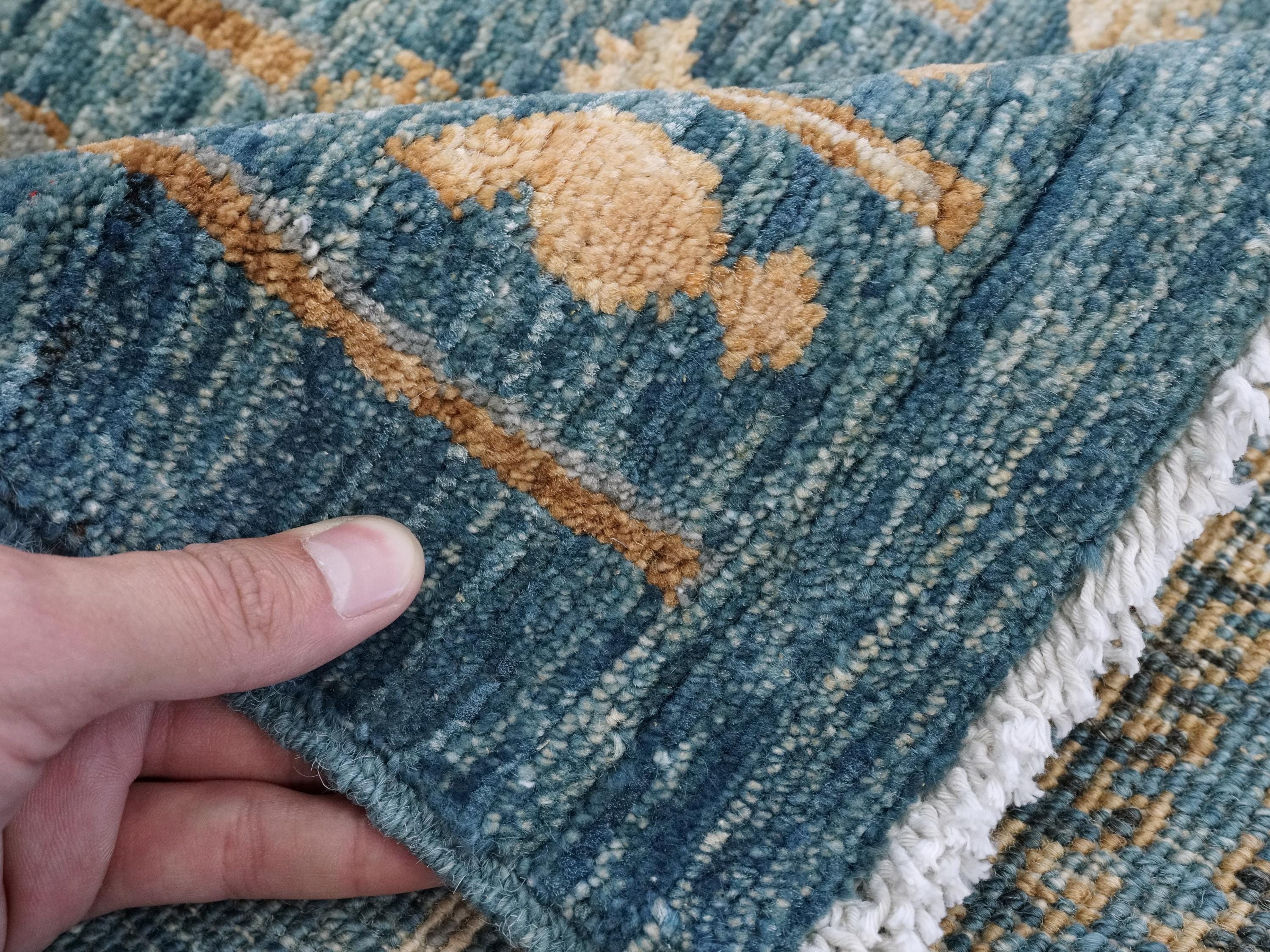 3x5 Ft Blue Serapi Rug - Oriental Wool Rug - Floral Design