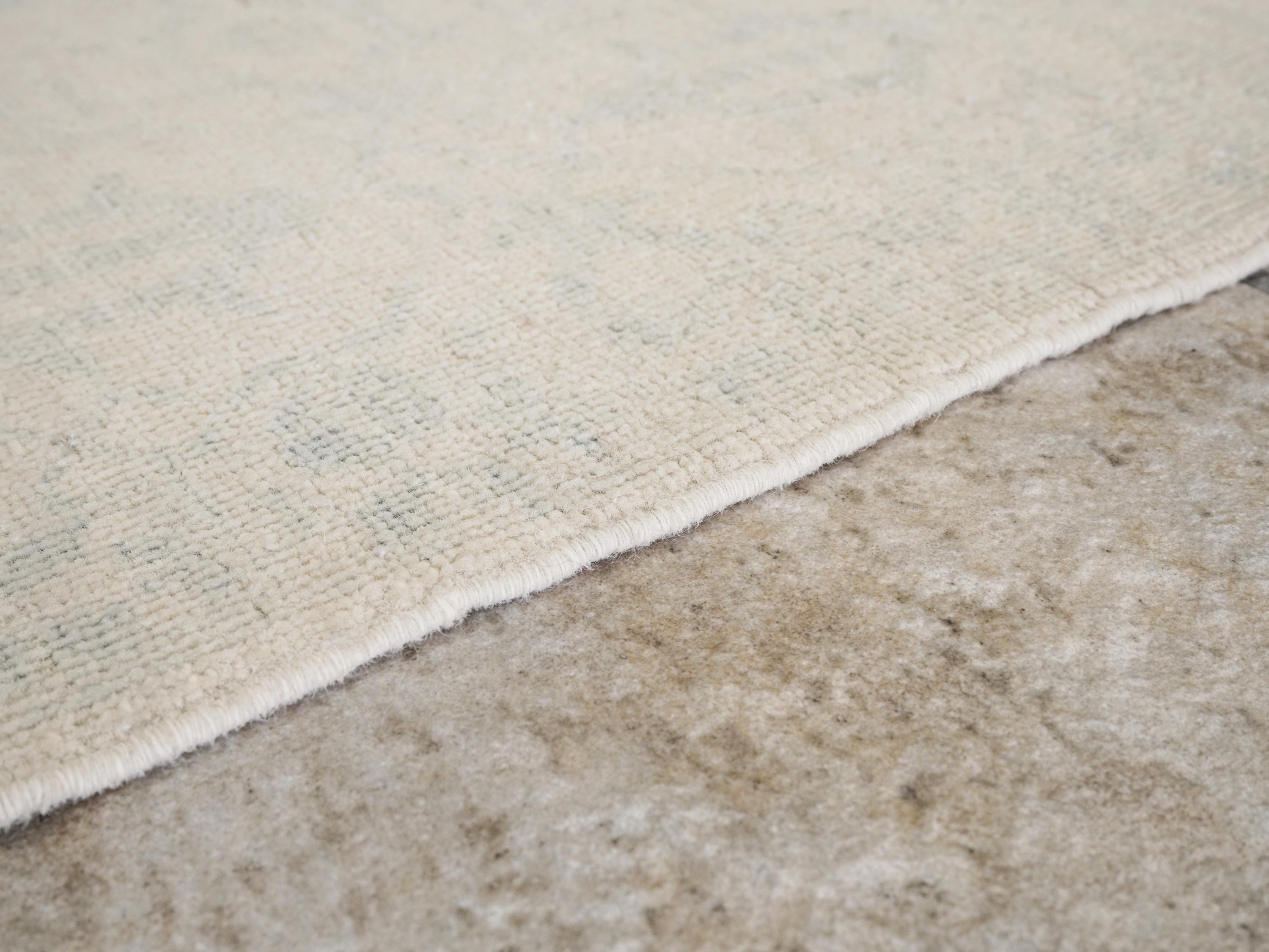 2x6 Ft Hand Knotted Beige Heriz Rug - Afghan Wool Runner