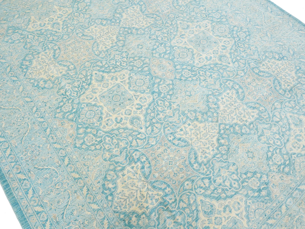 8x10 Ft Light Blue Serapi Rug - Hand Knotted Afghan Wool Rug