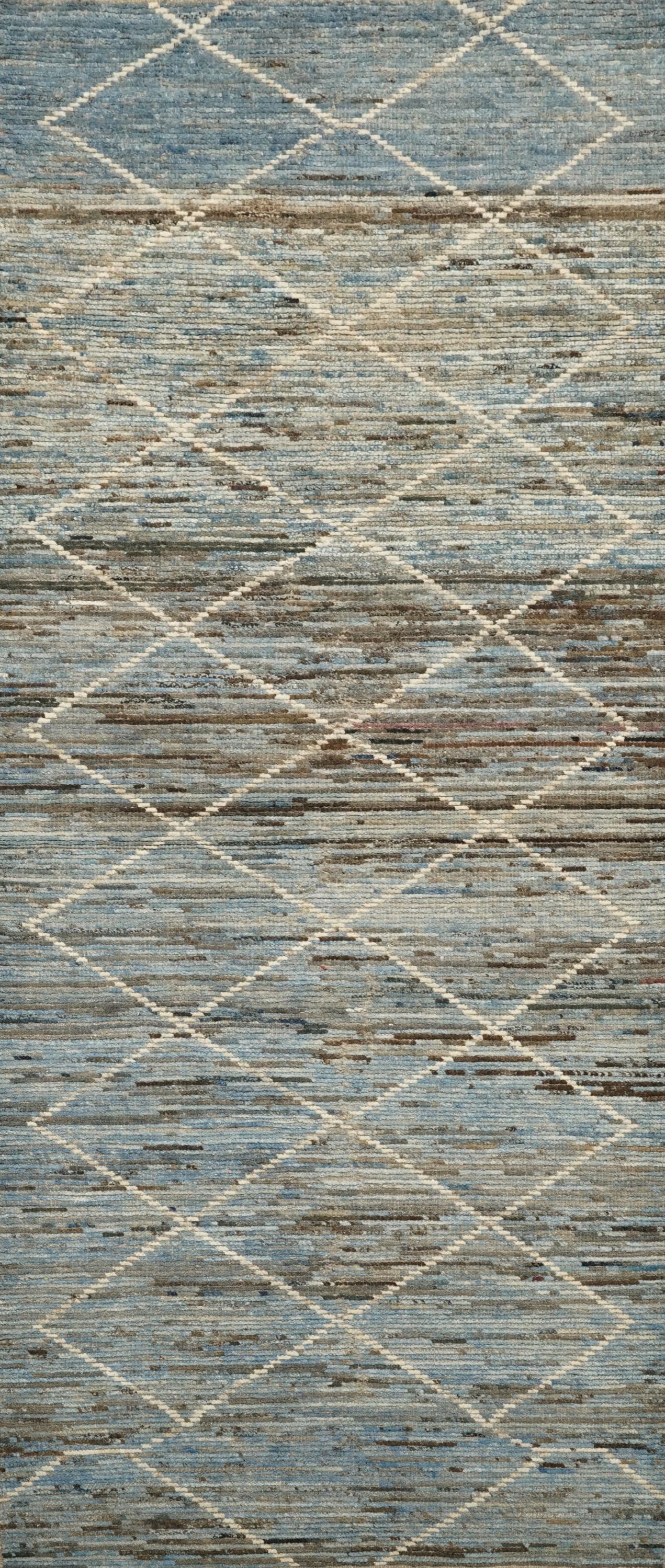 10 Ft Light Blue Moroccan Runner Rug - Afghan Handmade Rug