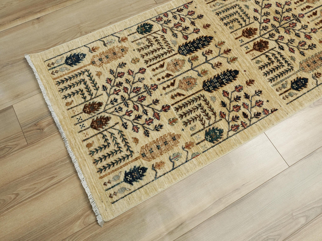 15 Ft Beige Serapi Runner Rug - Handmade Afghan Rug - Persian Design