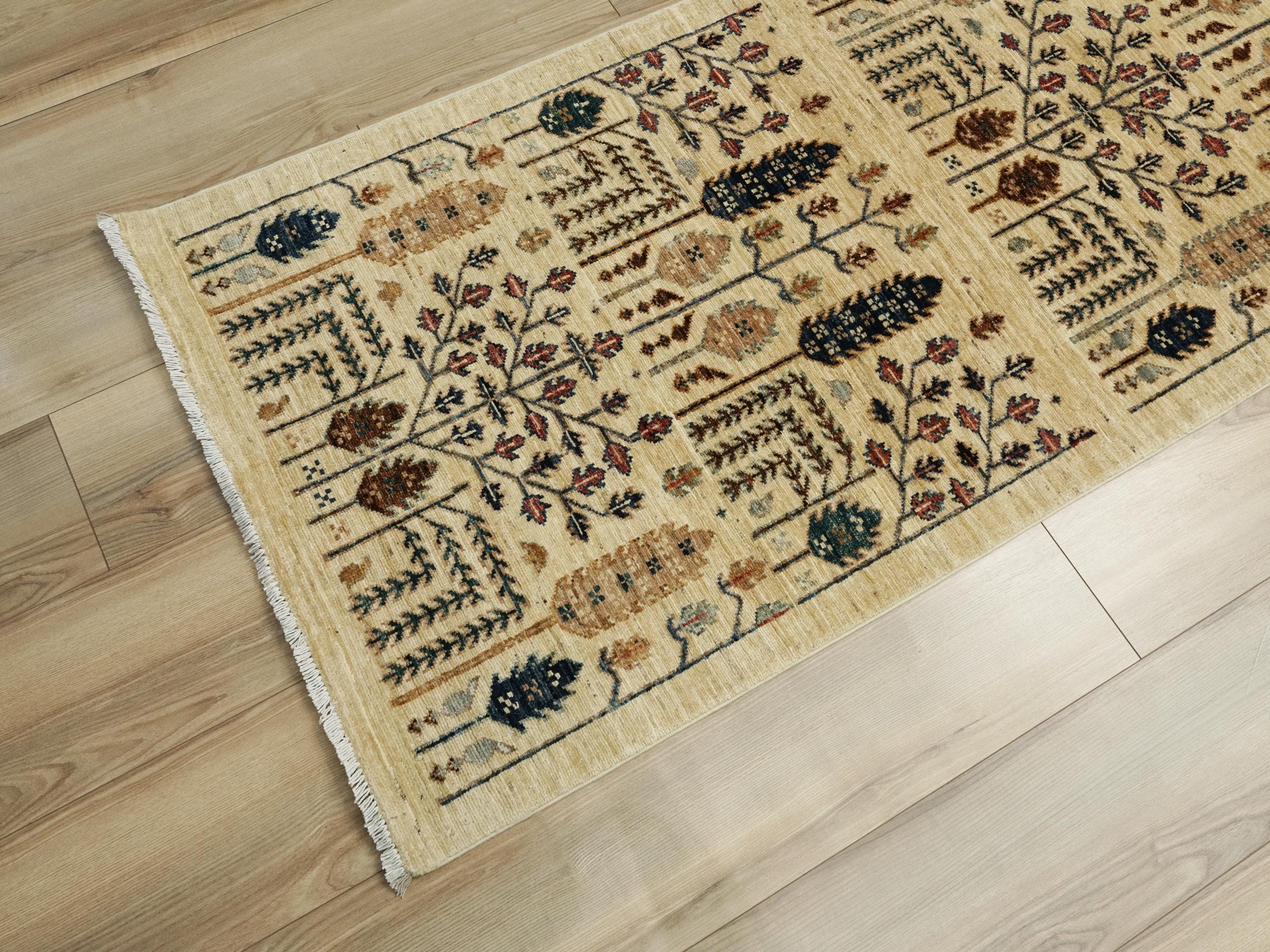 15 Ft Beige Serapi Runner Rug - Handmade Afghan Rug - Persian Design