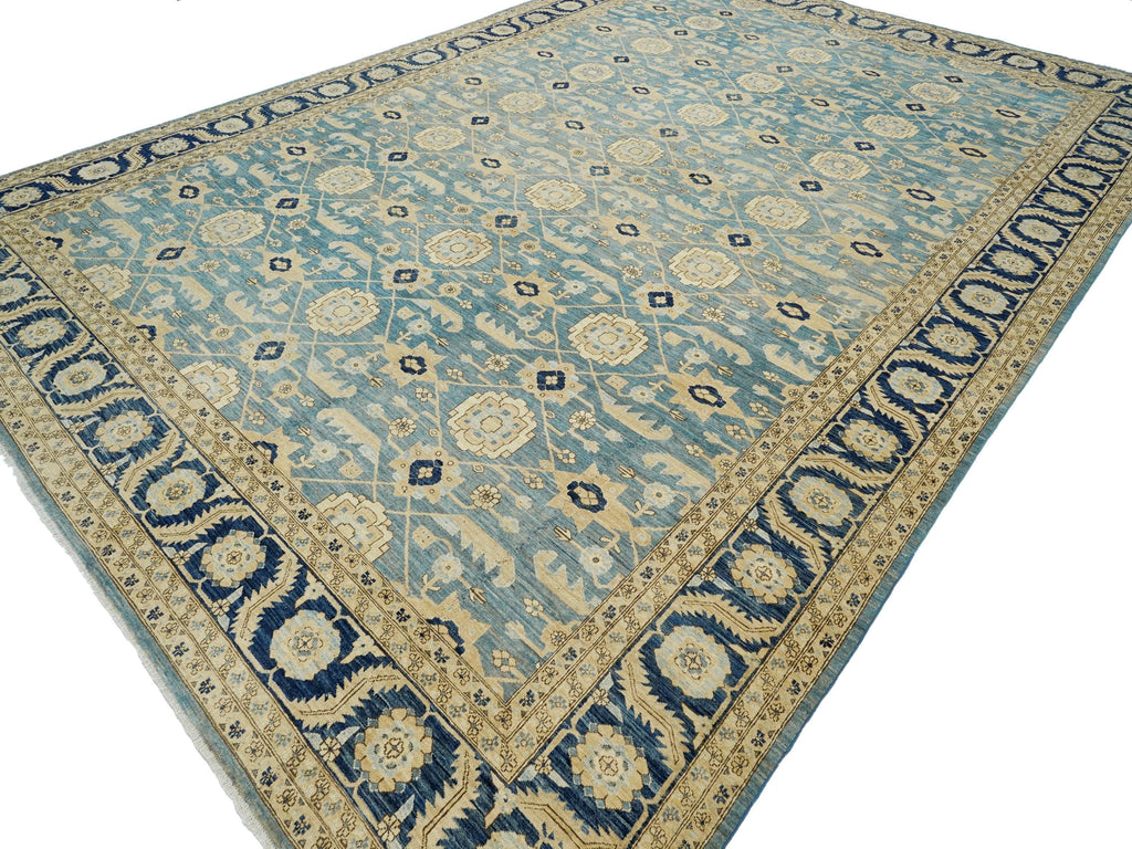 12x17 Ft Blue Serapi Rug - Afghan Antique Rug - Persian Design