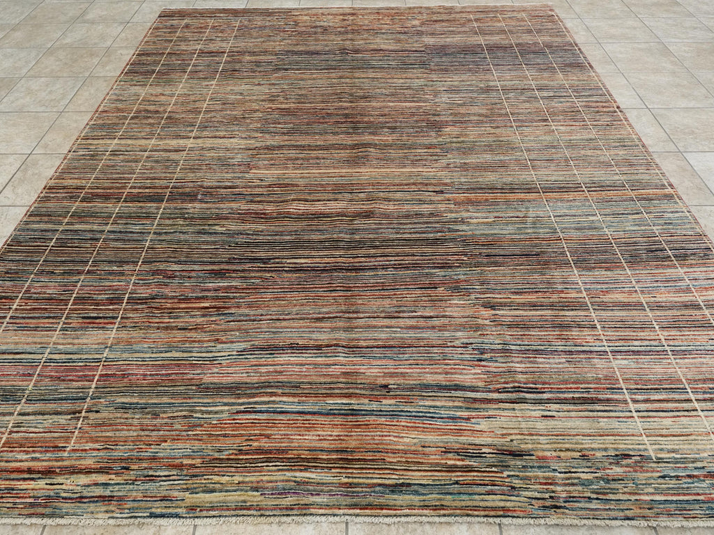 8x10 Ft Stripped Gabbeh Rug - Hand Knotted Wool Area Rug