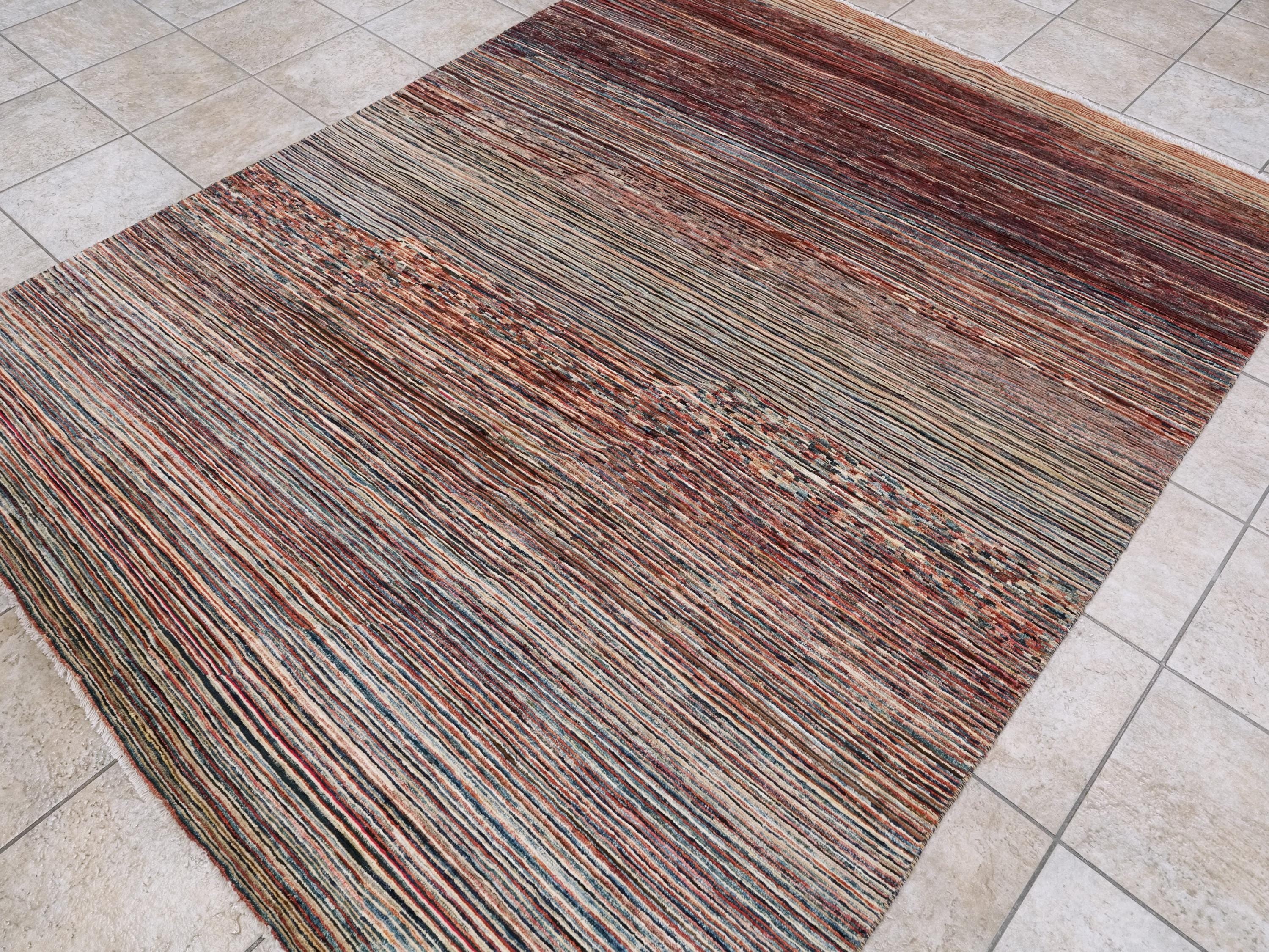 6x8 Ft Colorful Handmade Gabbeh Rug - Afghan Wool Area Rug