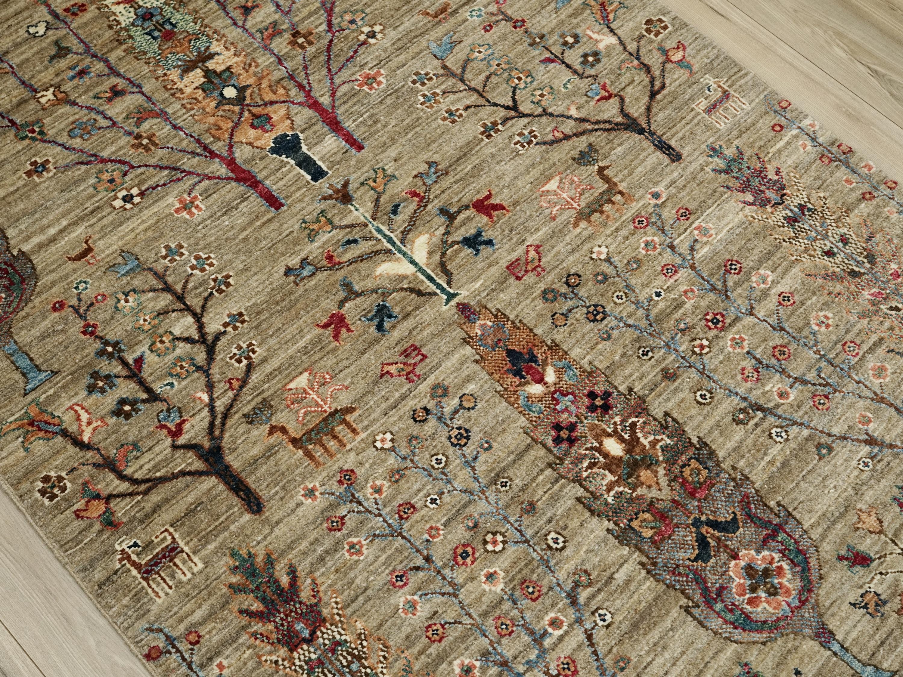 3x5 Ft Brown Gabbeh Rug - Hand Knotted Floral Rug