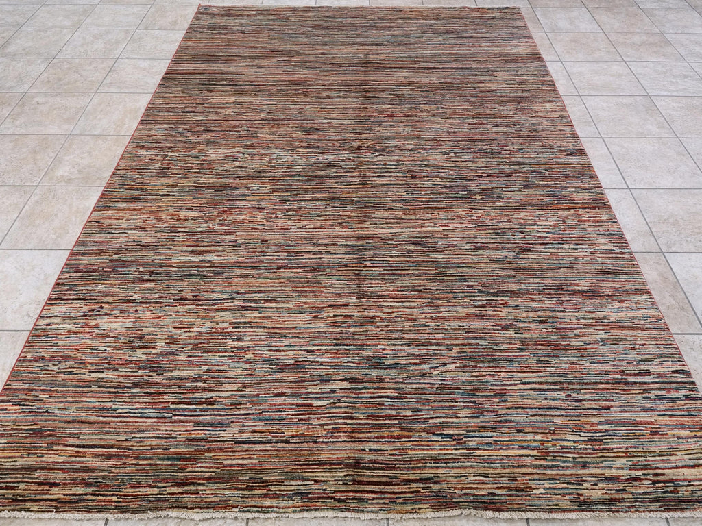 6x9 Ft Multicolor Gabbeh Rug - Afghan Wool Area Rug - Plain Design