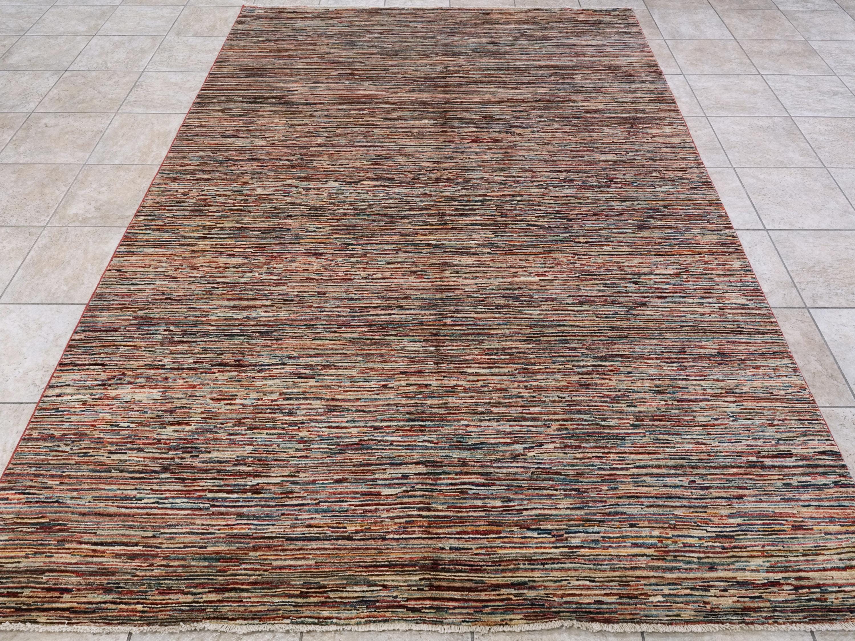 6x9 Ft Multicolor Gabbeh Rug - Afghan Wool Area Rug - Plain Design