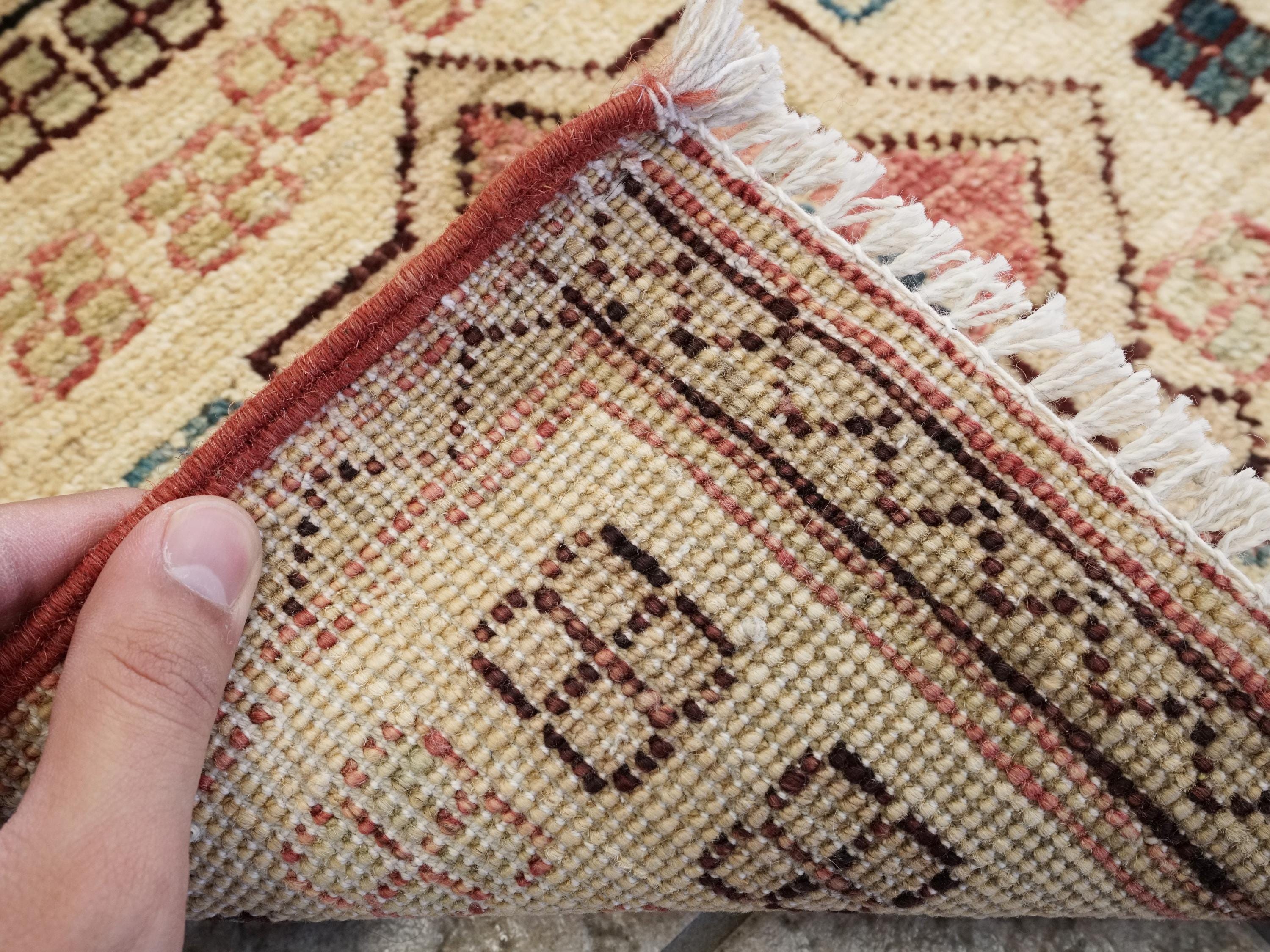 1x2 Ft Hand Knotted Beige Serapi Rug - Ghazni Wool Oriental Rug