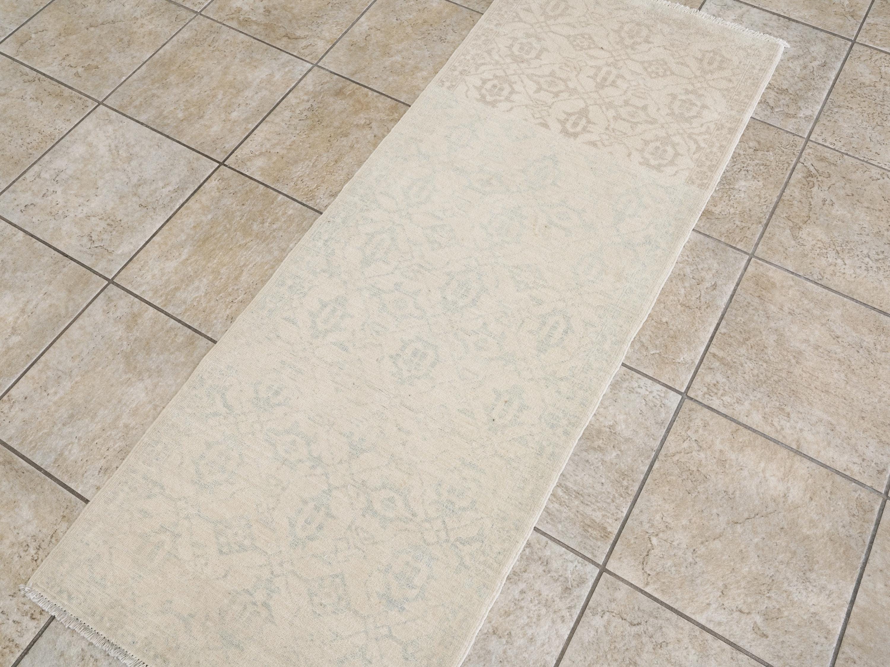 2x6 Ft Hand Knotted Beige Heriz Rug - Afghan Wool Runner