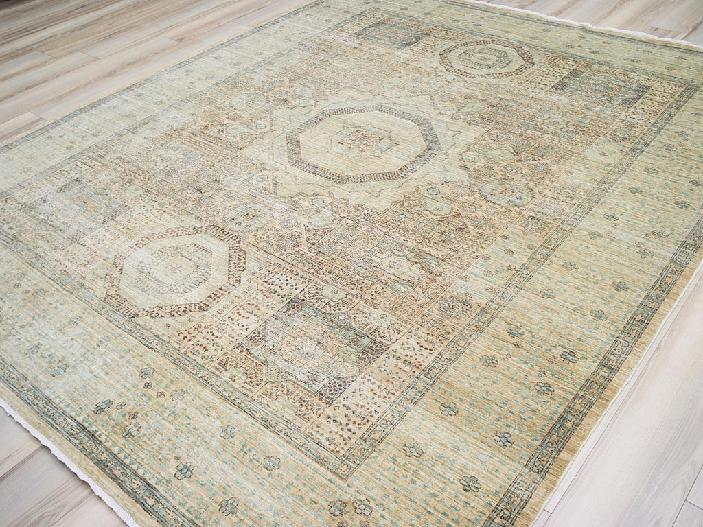 8x10 Ft Light Green Mamluk Rug - Wool Oriental Rug
