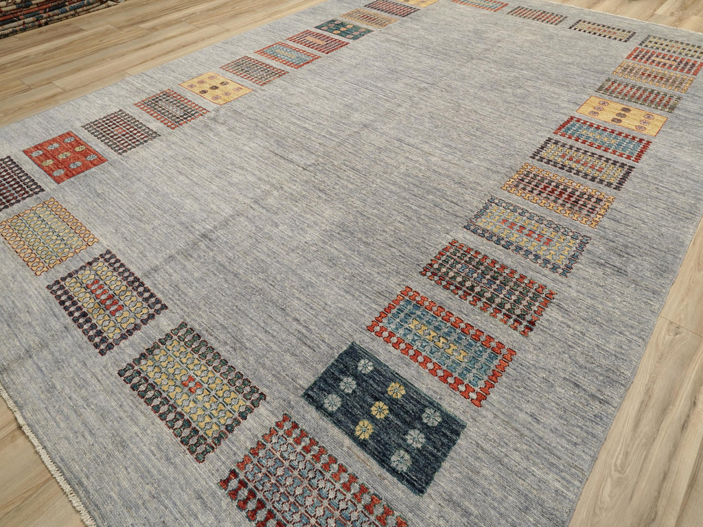 9x14 Ft Gray Gabbeh Rug - Hand Knotted Afghan Area Rug