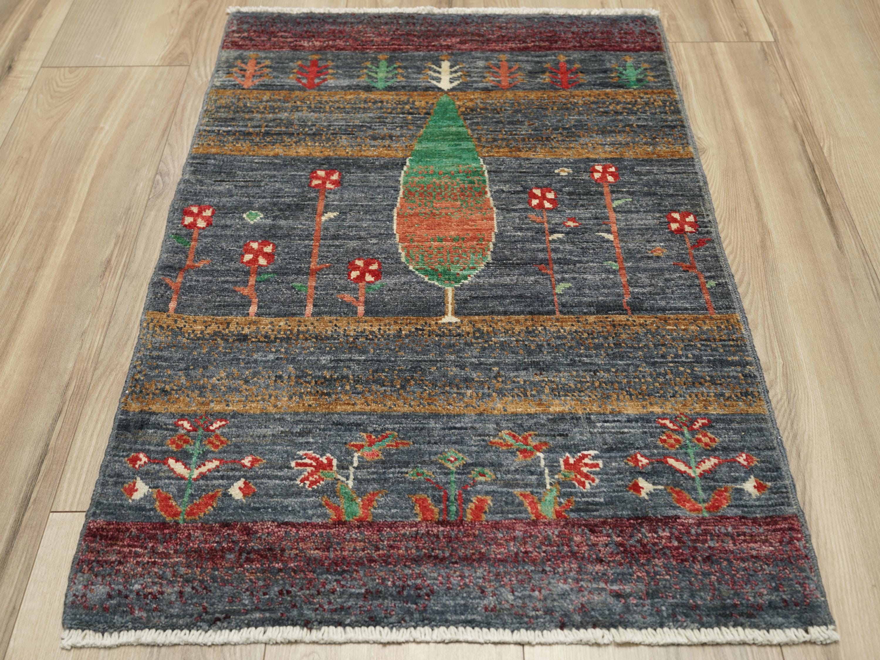2x3 Ft Hand Knotted Gabbeh Rug - Tribal Area Rug