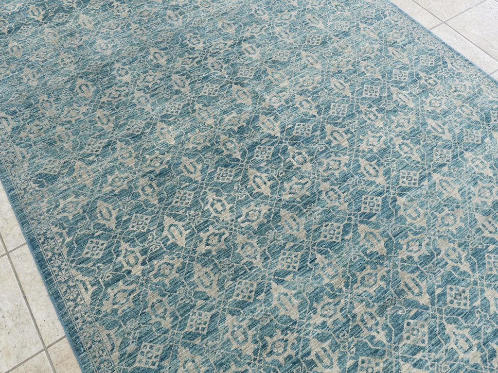 6x9 Ft Blue Heriz Rug - Hand Knotted Area Rug - Persian Design