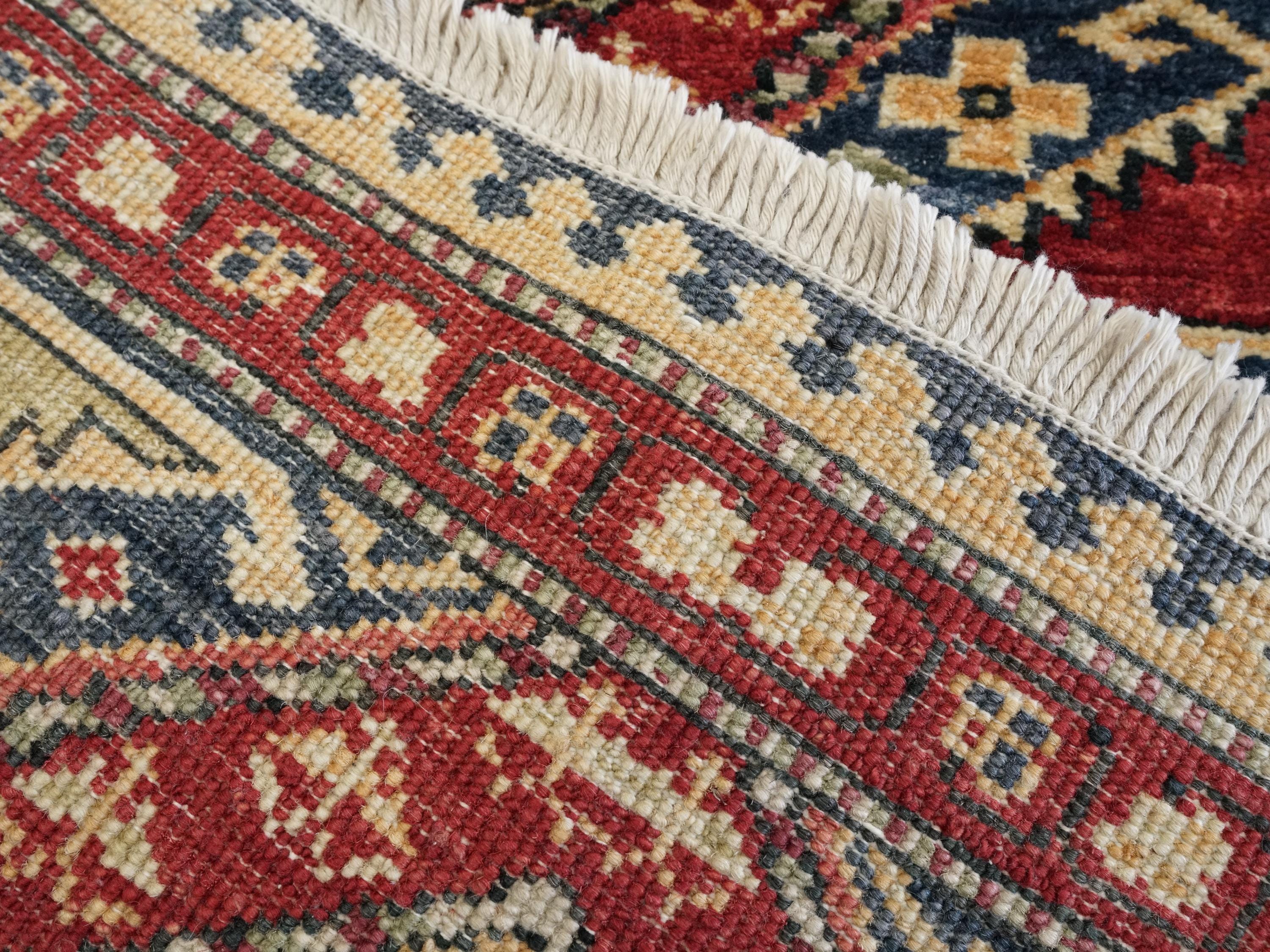 2x3 Ft Handmade Afghan Heriz Rug - Blue Wool Accent Rug
