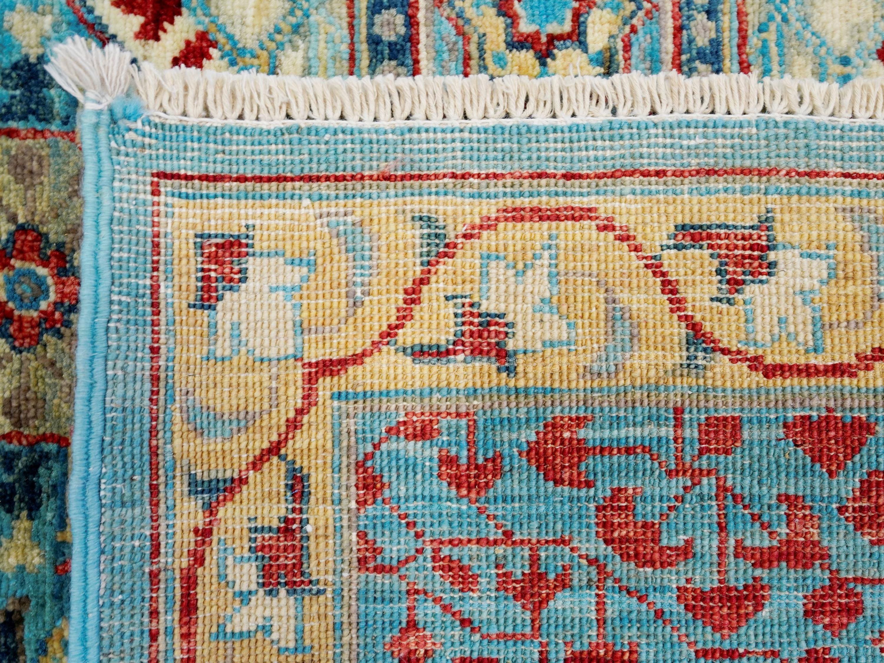 10x14 Ft Light Blue Mamluk Rug - Hand Knotted Afghan Area Rug