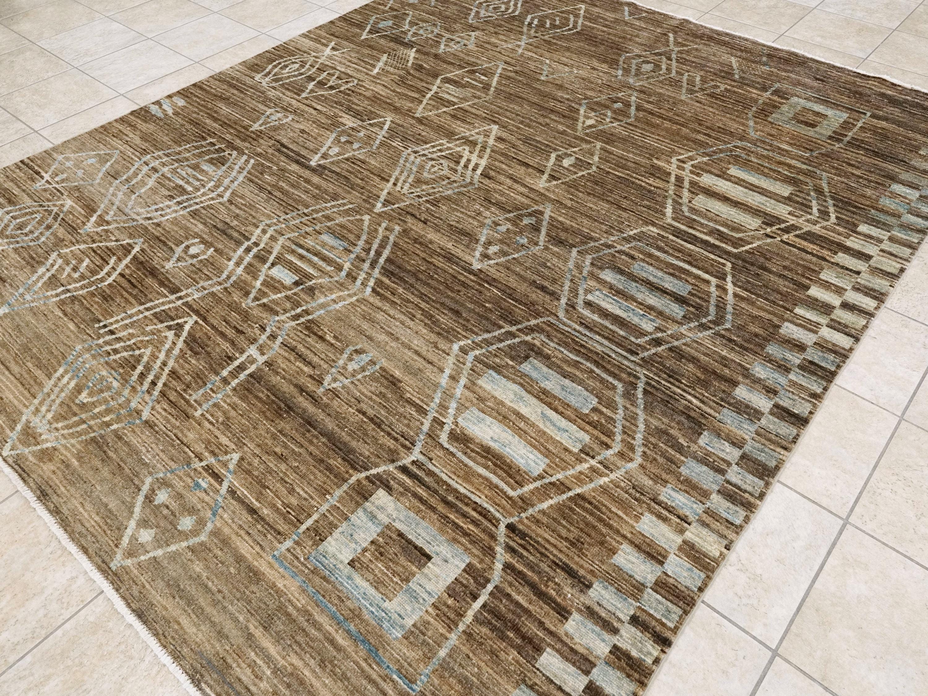 8x10 Ft Brown Gabbeh Rug - Traditional Hand Knotted Rug - Contemporary Design