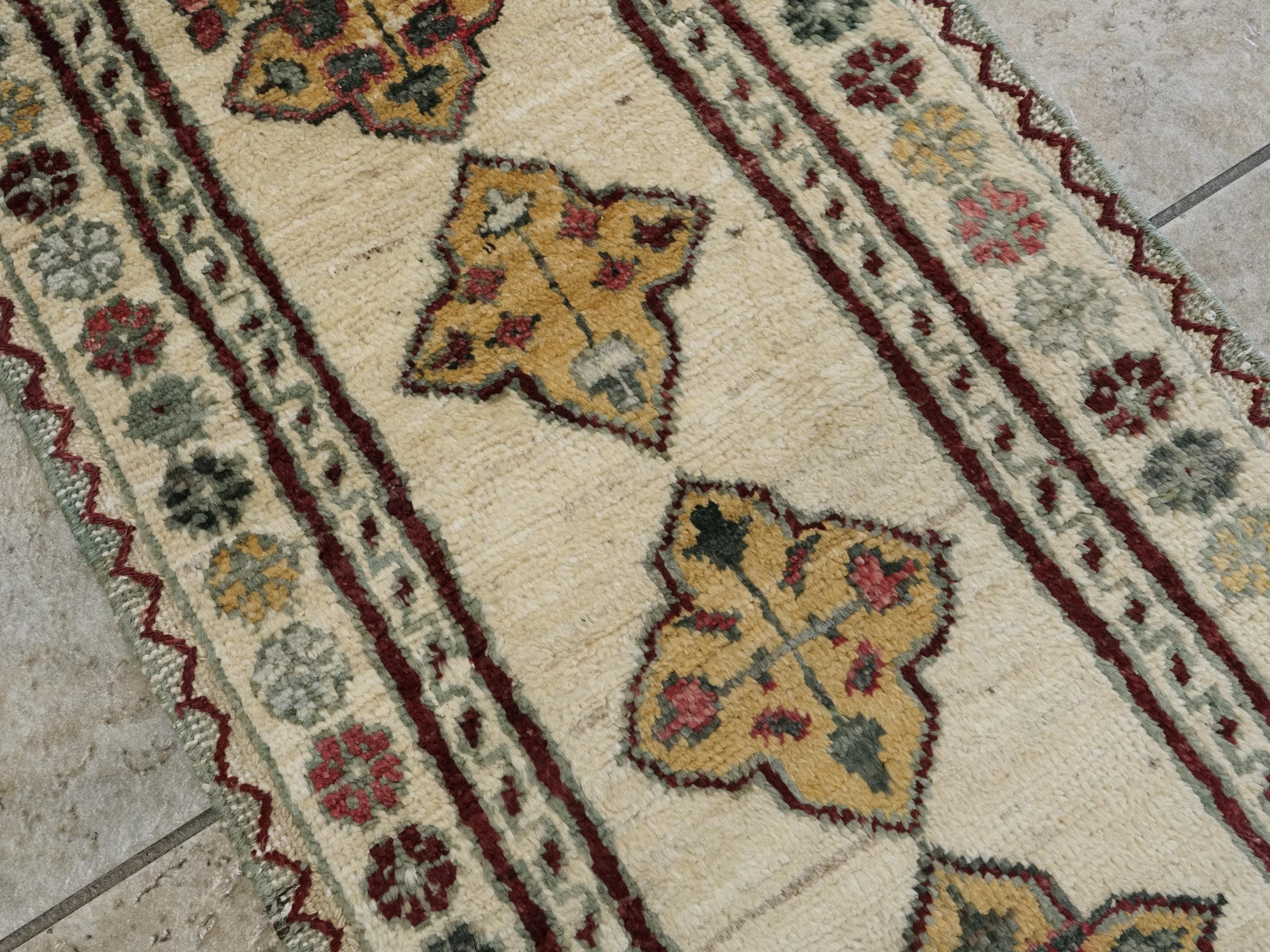 2x3 Ft Hand Knotted Gabbeh Rug - Beige Tribal Doormat