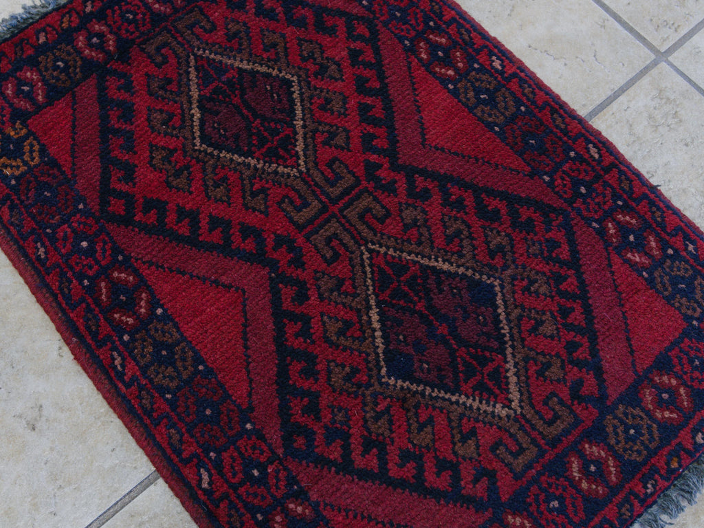 1x2 Ft Red Khal Mohammadi Rug - Wool Accent Rug
