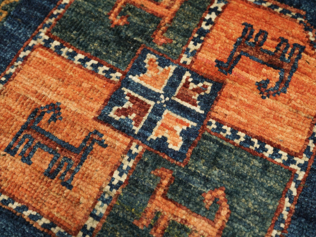 2x3 Ft Blue Ersari Rug - Afghan Tribal Area Rug