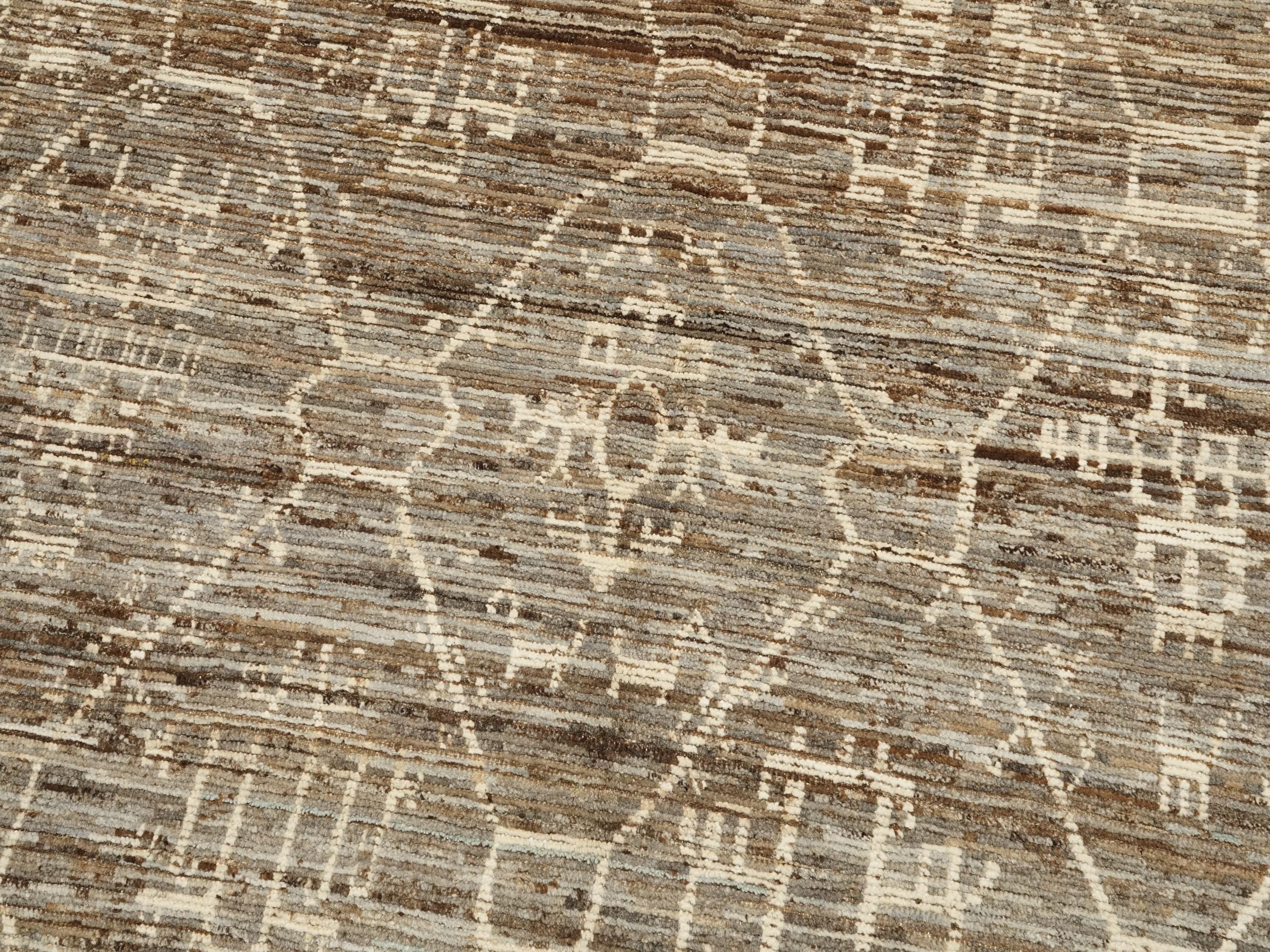 6x6 Ft Brown Moroccan Rug - Afghan Handmade Area Rug