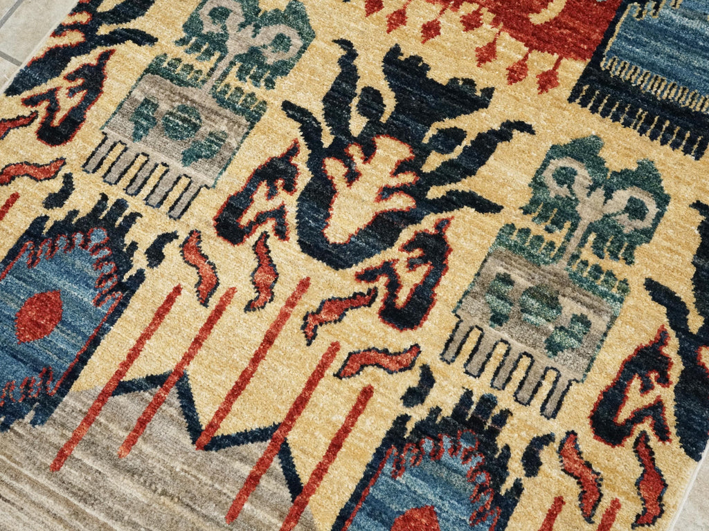 10 Ft Colorful Gabbeh Runner Rug - Hand Knotted Wool Hallway Rug