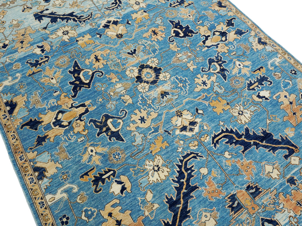 6x9 Ft Hand Knotted Serapi Rug - Blue Persian Antique Rug
