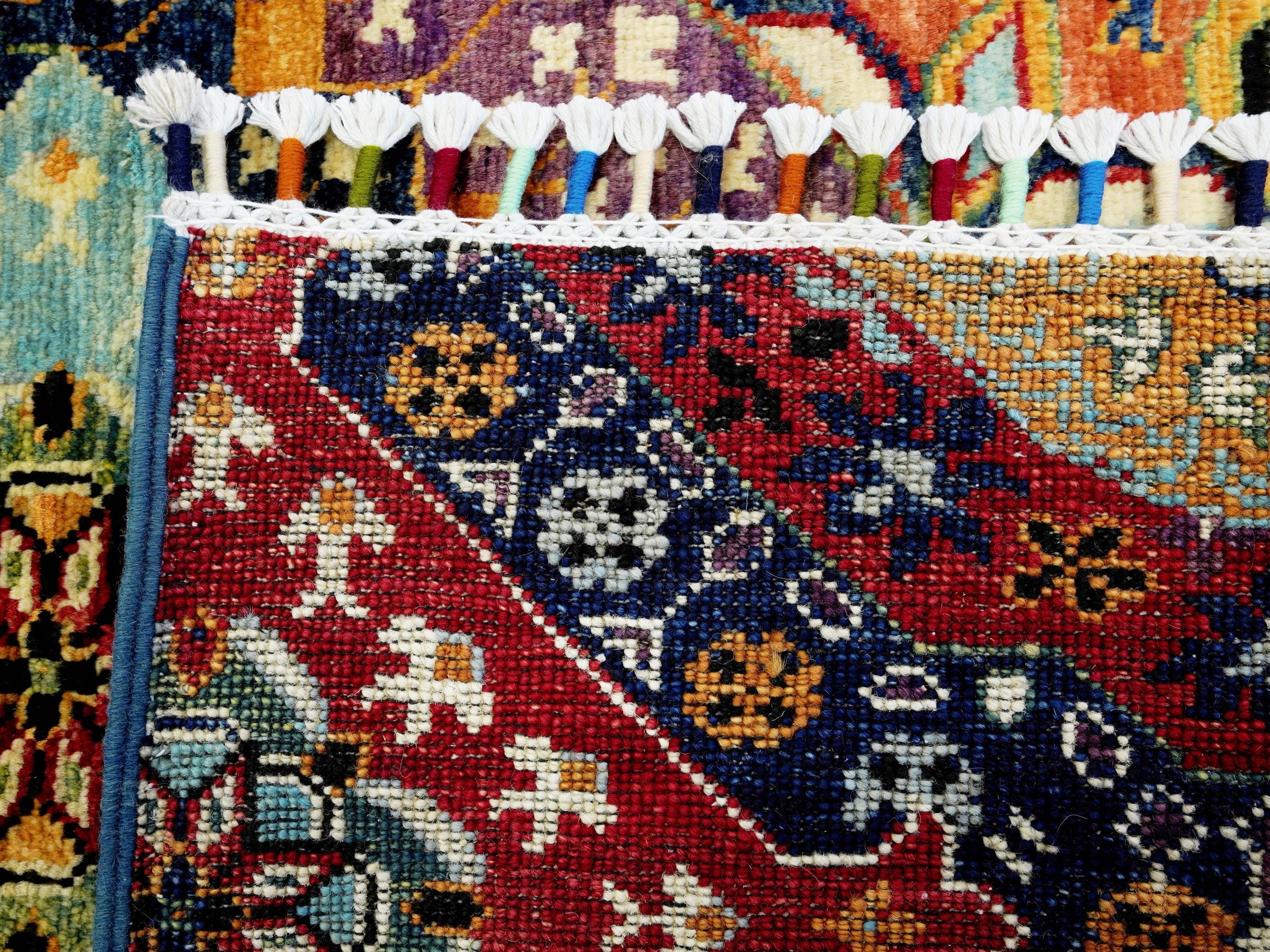 7x10 Ft Colorful Mamluk Rug - Hand Knotted Afghan Rug