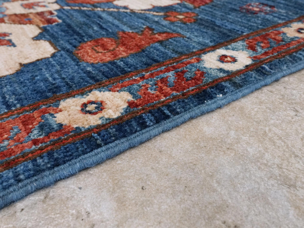 6x9 Ft Blue Serapi Rug - Oriental Area Rug - Allover Floral Design