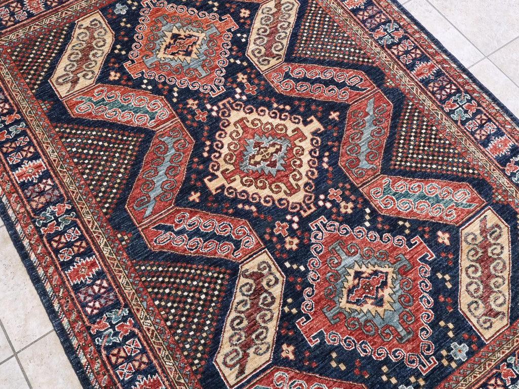 5x7 Ft Blue Heriz Rug - Ghazni Wool Oriental Rug
