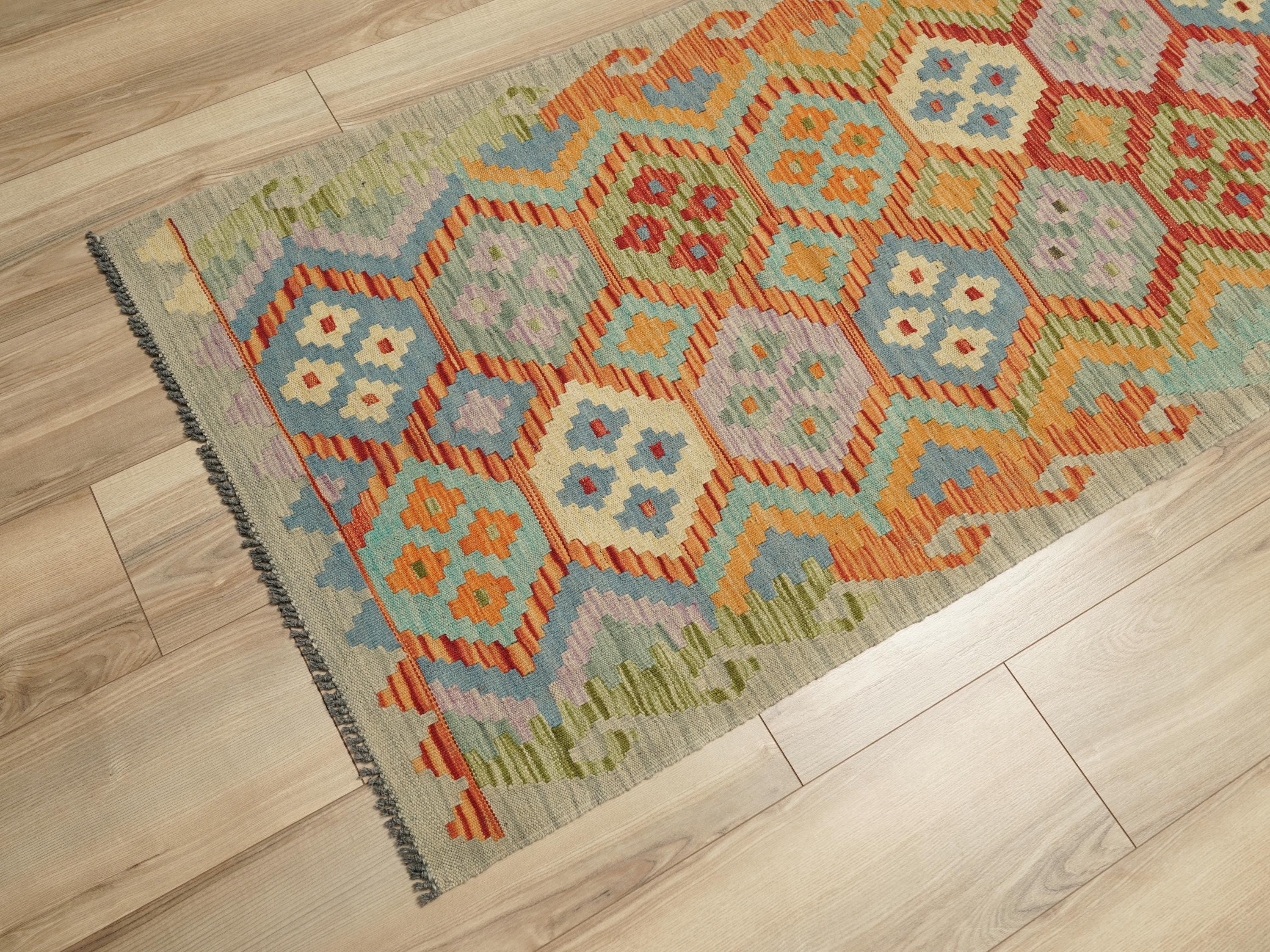 10 Ft Maimana Kilim Runner Rug - Afghan Flat Weave