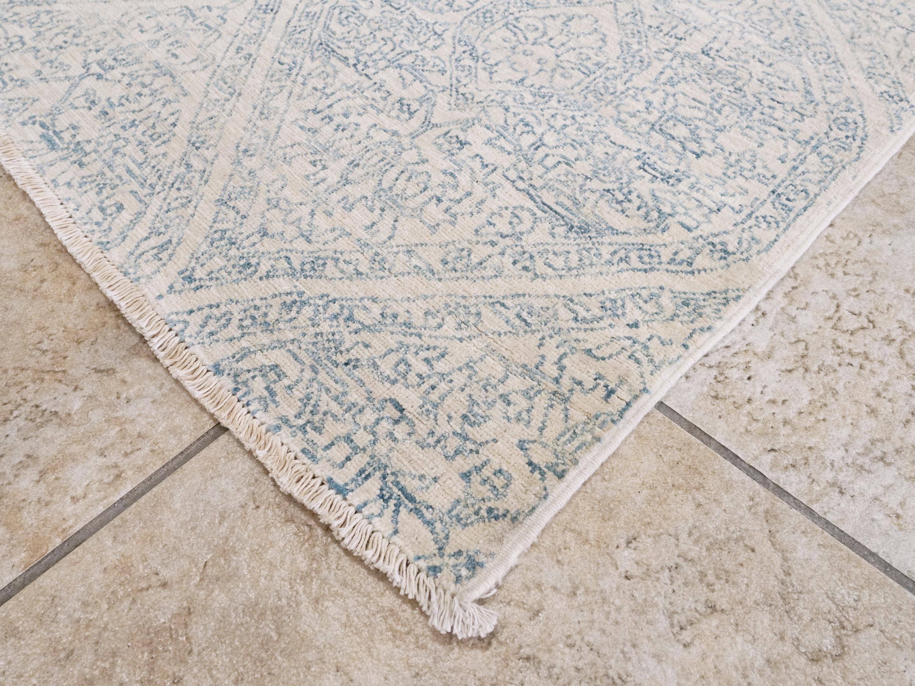 10 Ft White Gabbeh Runner Rug - Afghan Wool Hallway Rug