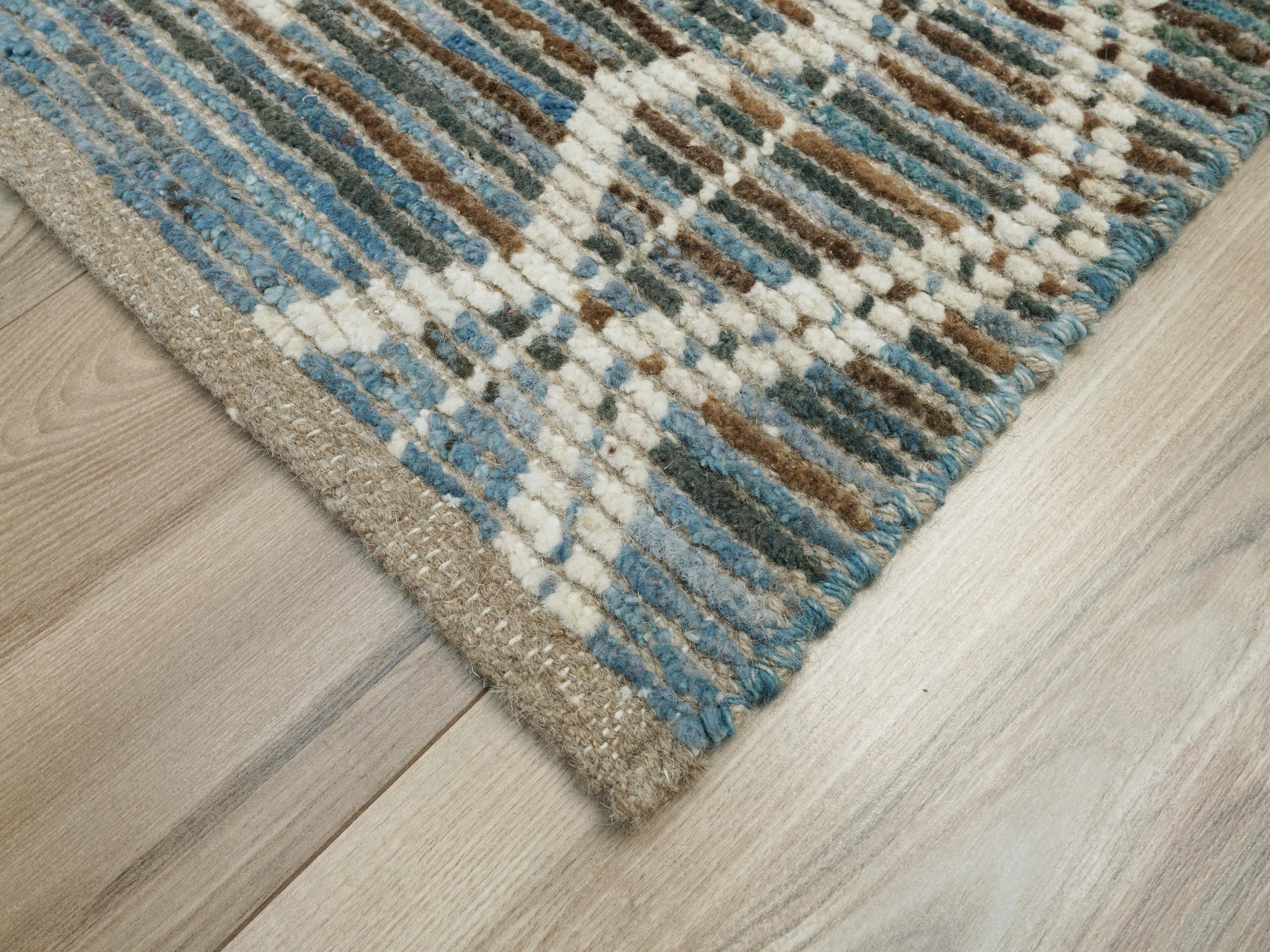 3x5 Ft Blue Moroccan Rug - Hand Knotted Area Rug