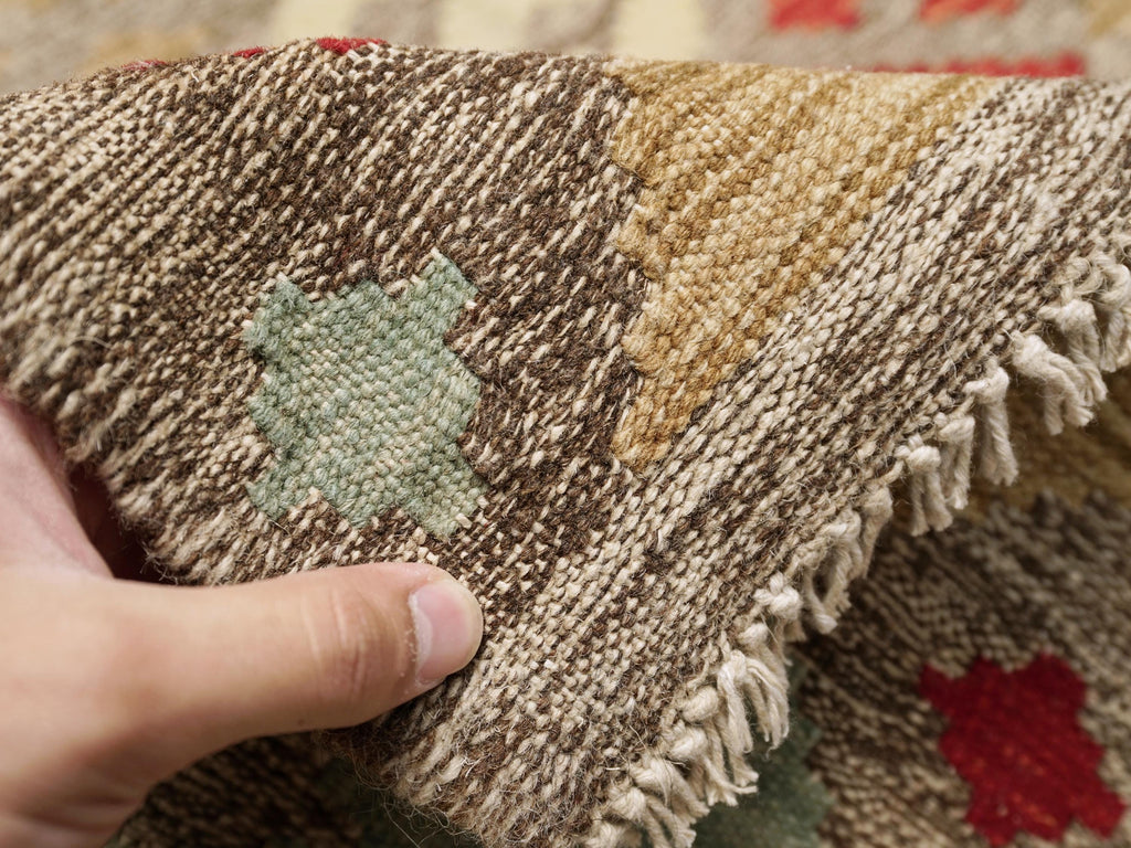 5x6 Ft Red Kilim Rug - Geometric Afghan Flat Weave