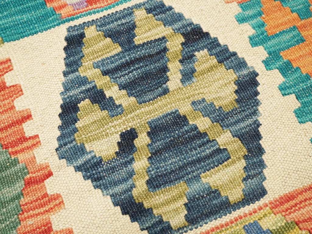 10 Ft Handwoven Wool Kilim Runner Rug - Traditional Afghan Hallway Rug