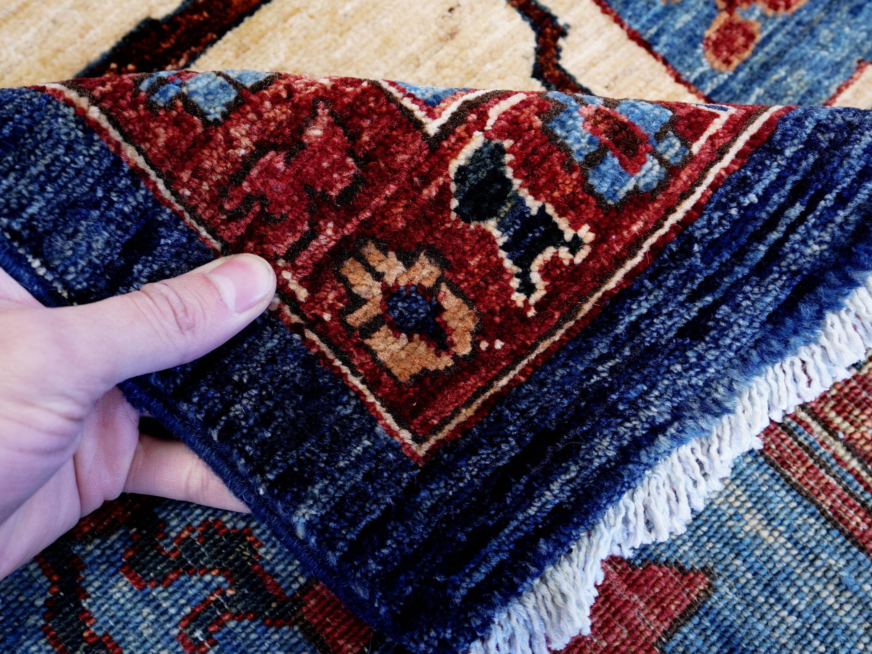9x12 Ft Red & Blue Heriz Rug - Afghan Oriental Area Rug - Persian Design