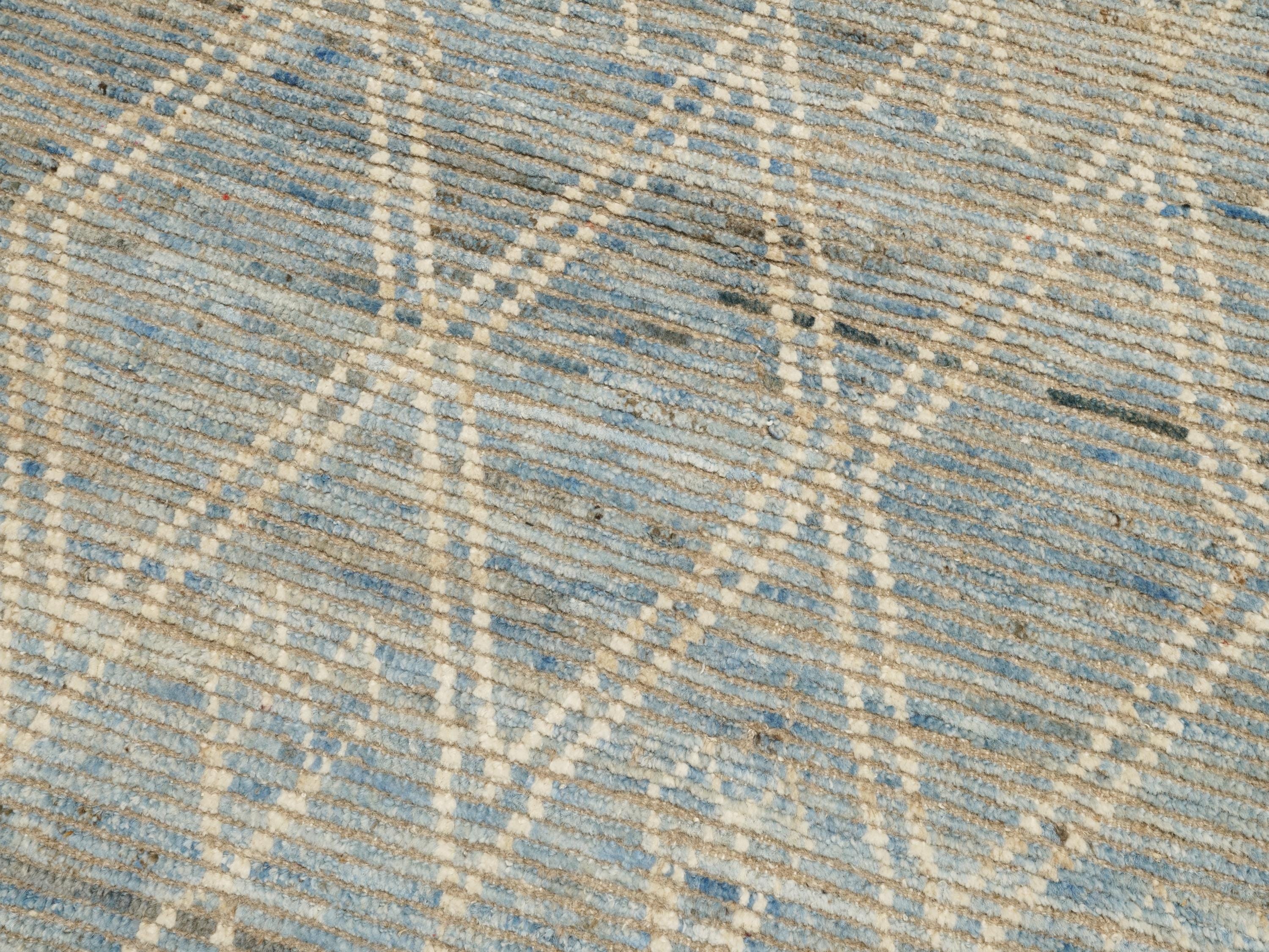 3x5 Ft Blue Moroccan Rug - Hand Knotted Afghan Rug
