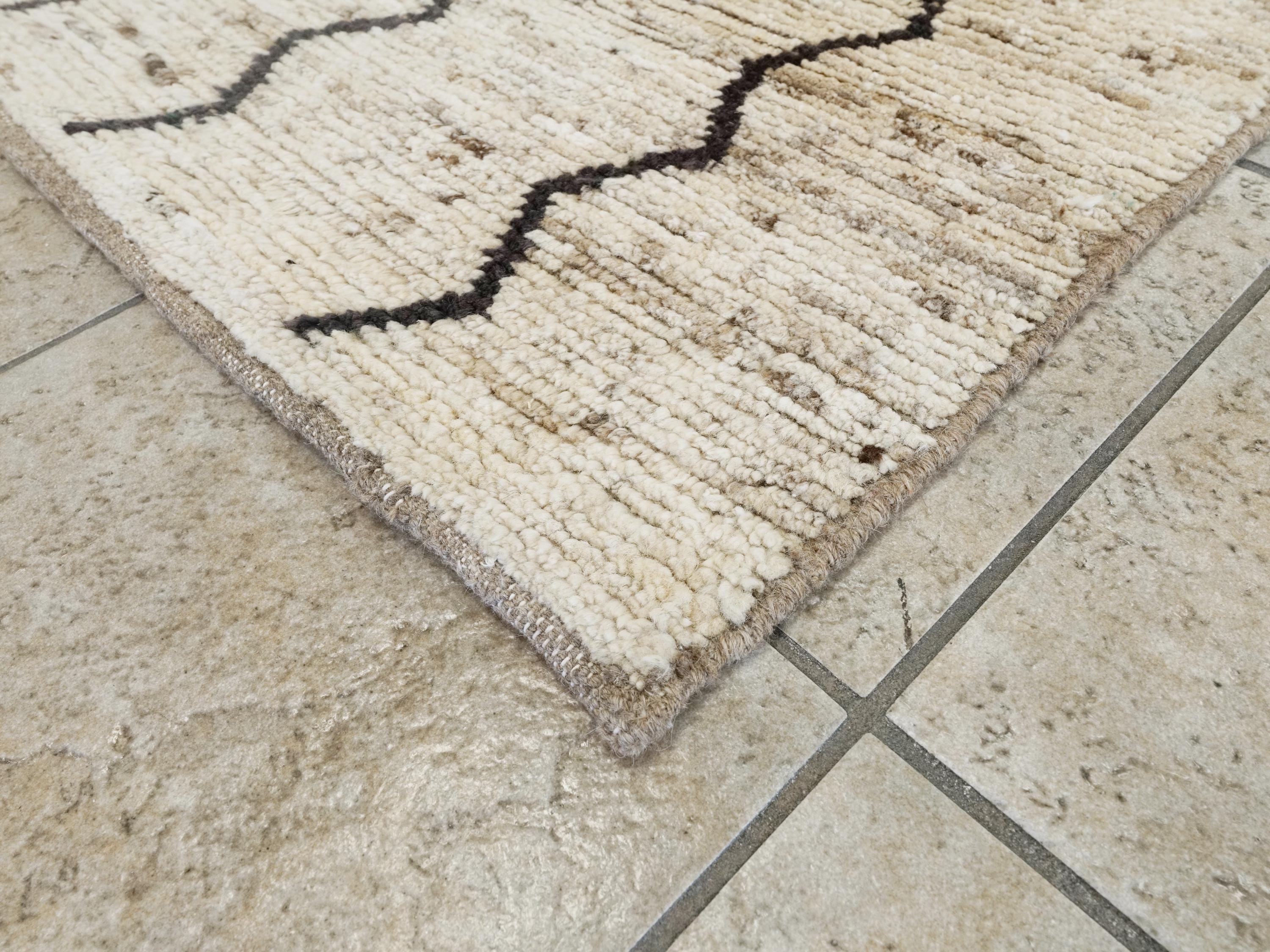 10 Ft Handmade Moroccan Runner Rug - Beige Afghan Wool Rug