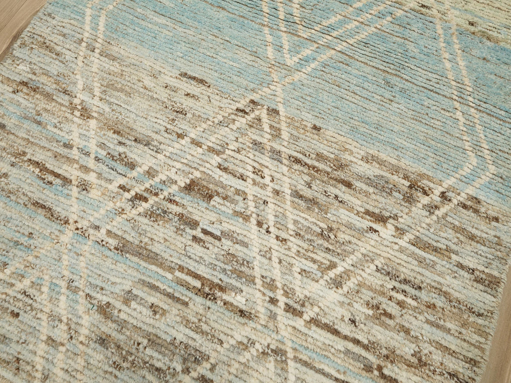 10 Ft Handmade Beige Moroccan Runner Rug - Afghan Wool Rug