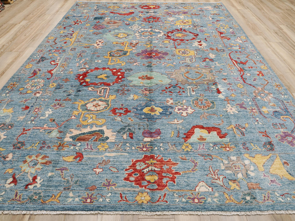 9x12 Ft Light Blue Oushak Rug - Hand Knotted Oriental Rug