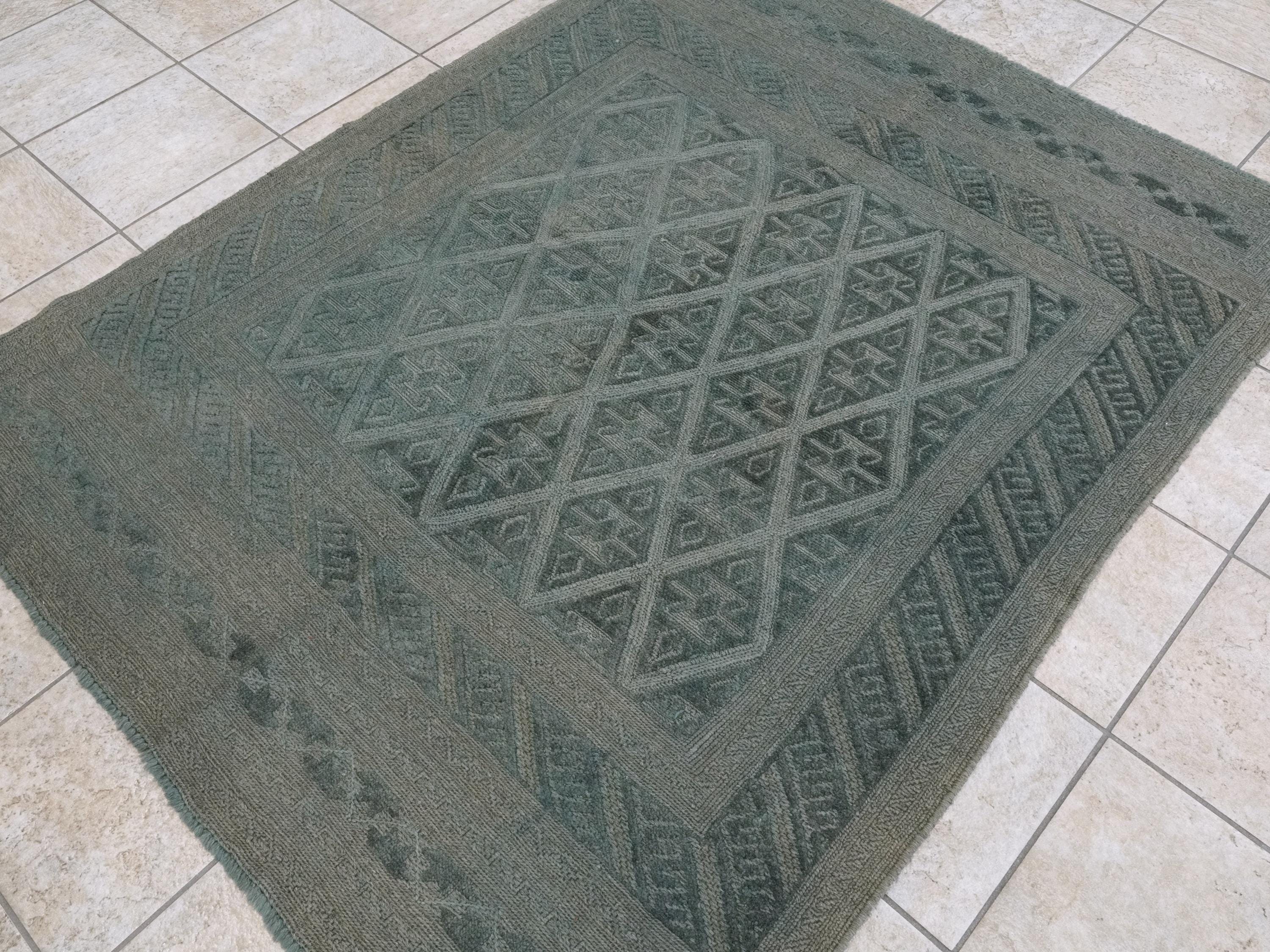 5x6 Ft Vintage Blue Tribal Kilim Rug - Hand Knotted Afghan Wool