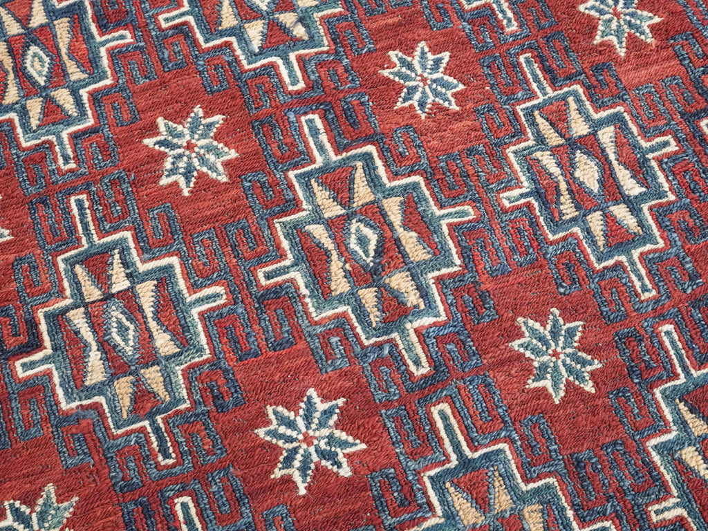 4x6 Ft Red Vintage Kilim Rug - Hand Knotted Afghan Rug