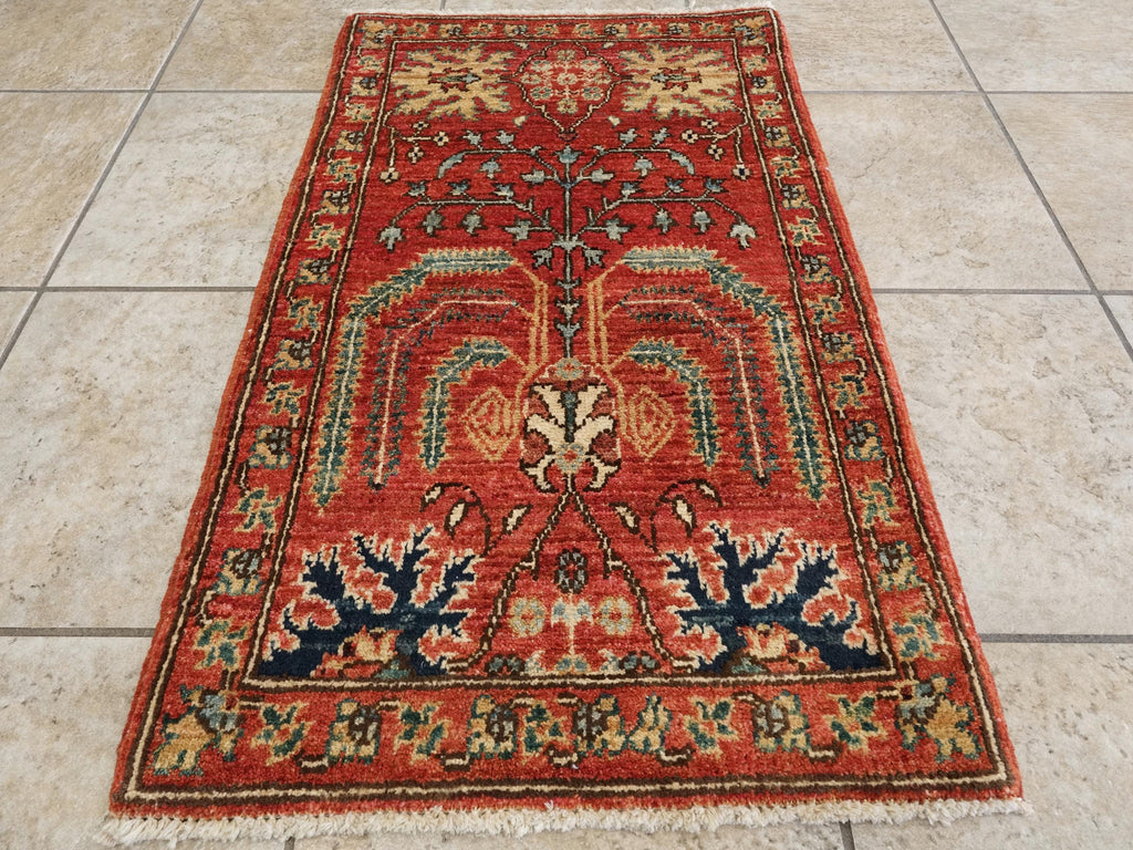 2x3 Ft Hand Knotted Red Serapi Rug - Ghazni Wool Doormat