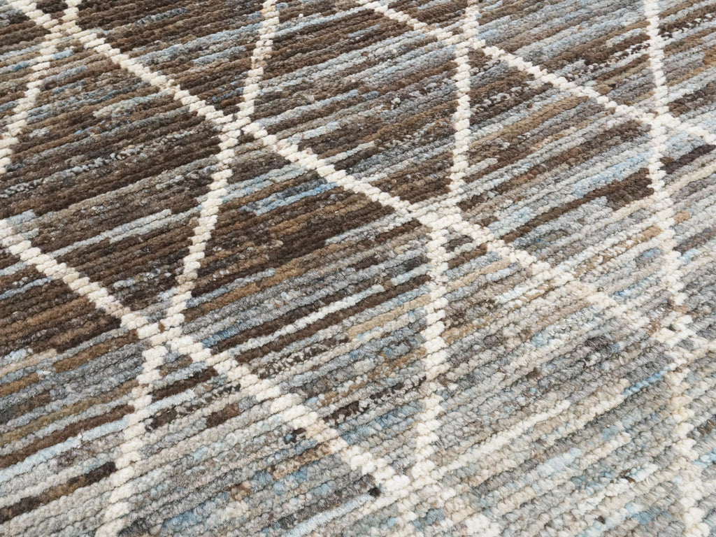 5x16 Ft Hand Knotted Afghan Wool - Coral Blue Moroccan Runner Rug