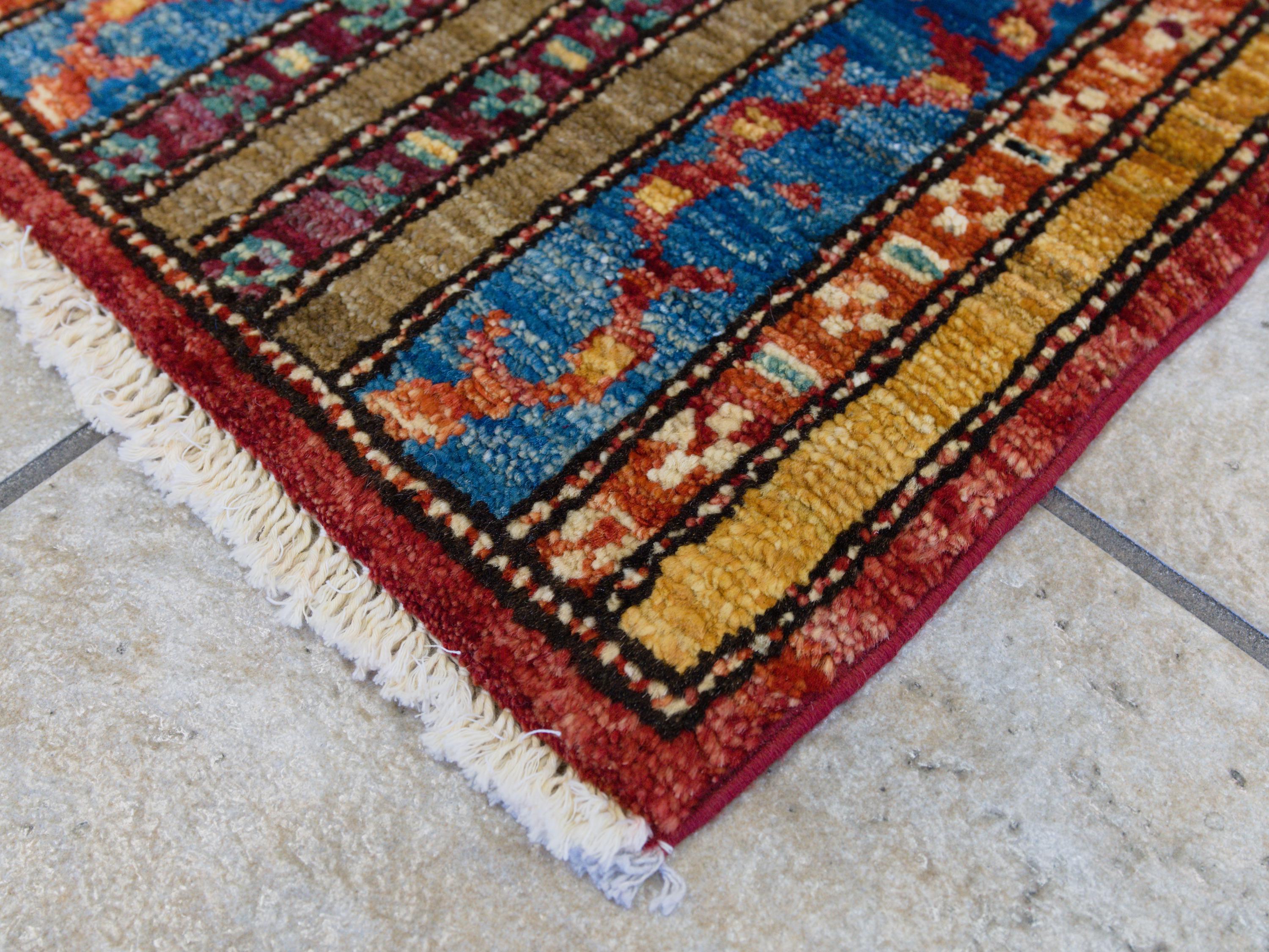 1x2 Ft Blue Khorjin Rug - Wool Accent Rug