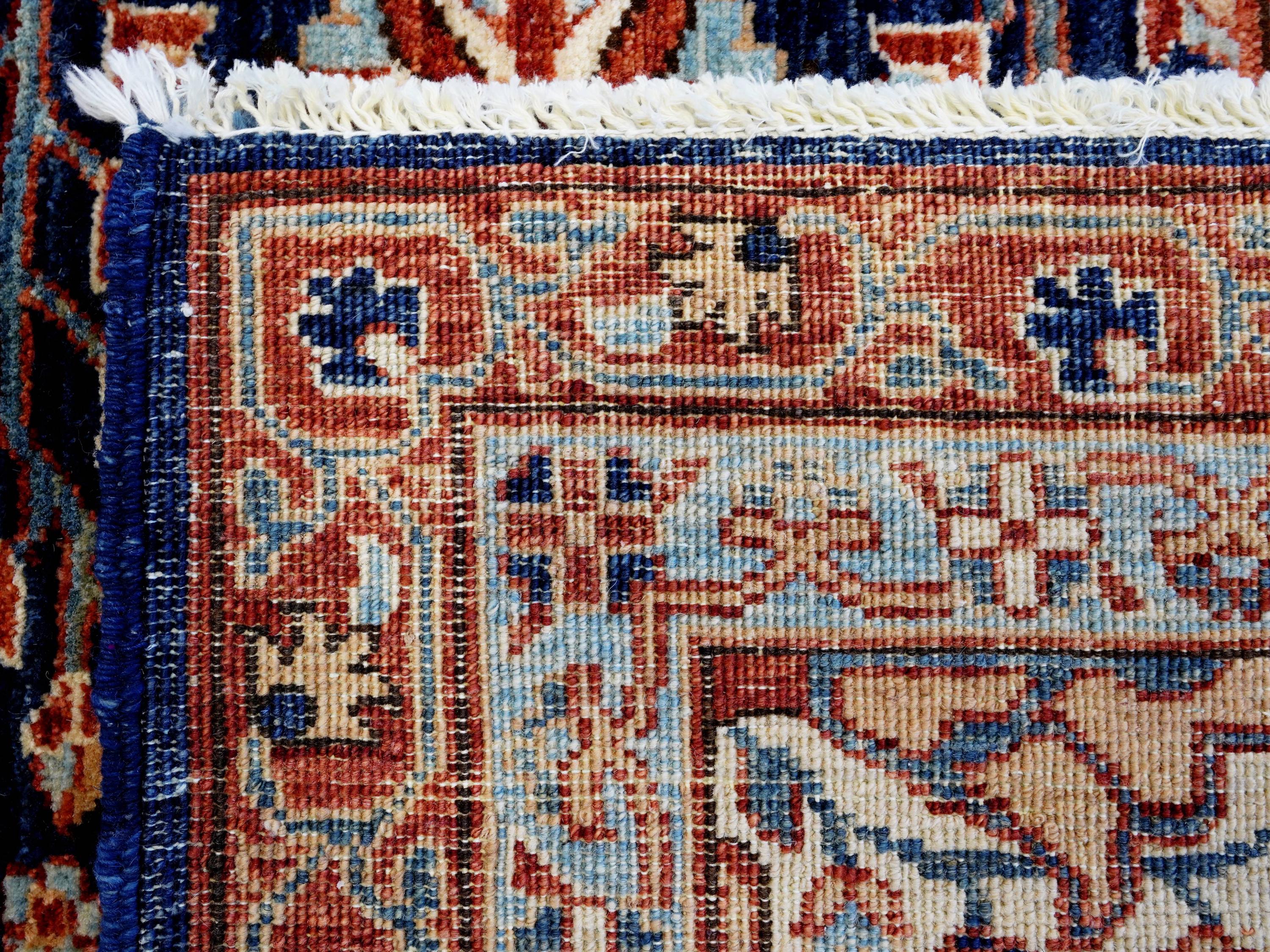8x10 Ft Blue Bidjar Rug - Traditional Hand Knotted Rug - Persian Floral Design