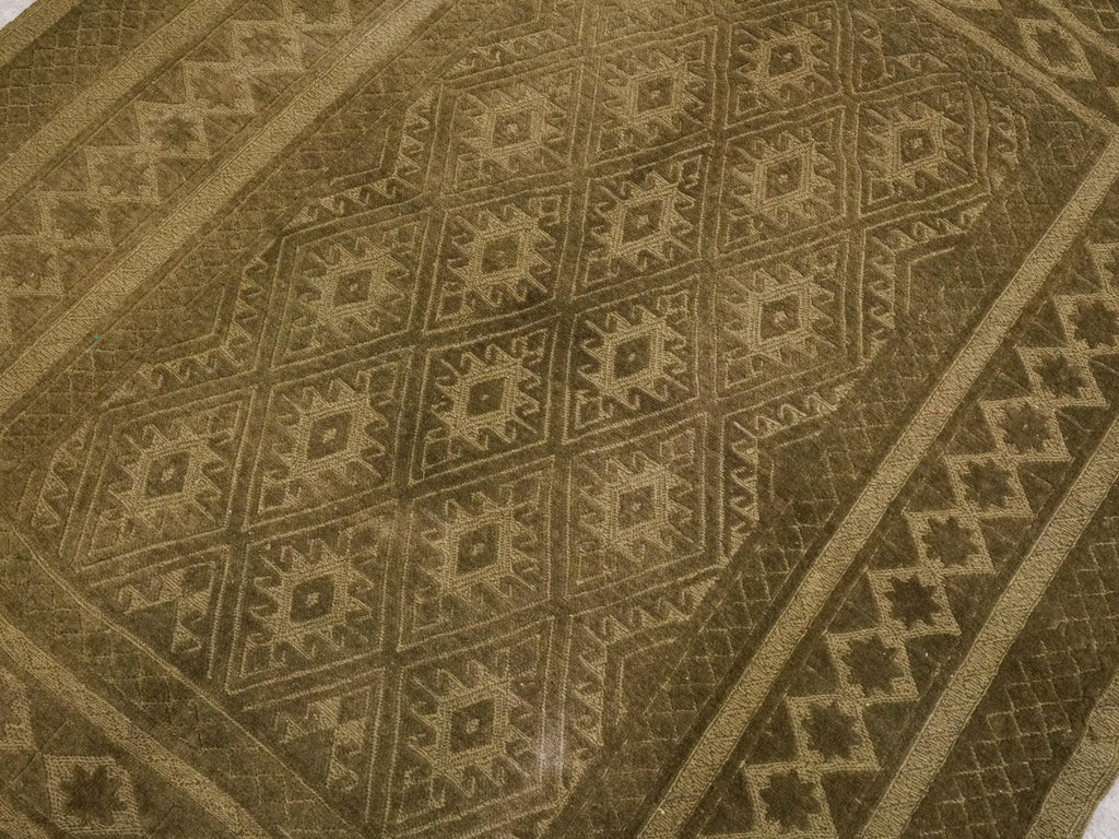 5x6 FT Vintage Green Tribal Kilim Rug - Hand Knotted Wool Area Rug