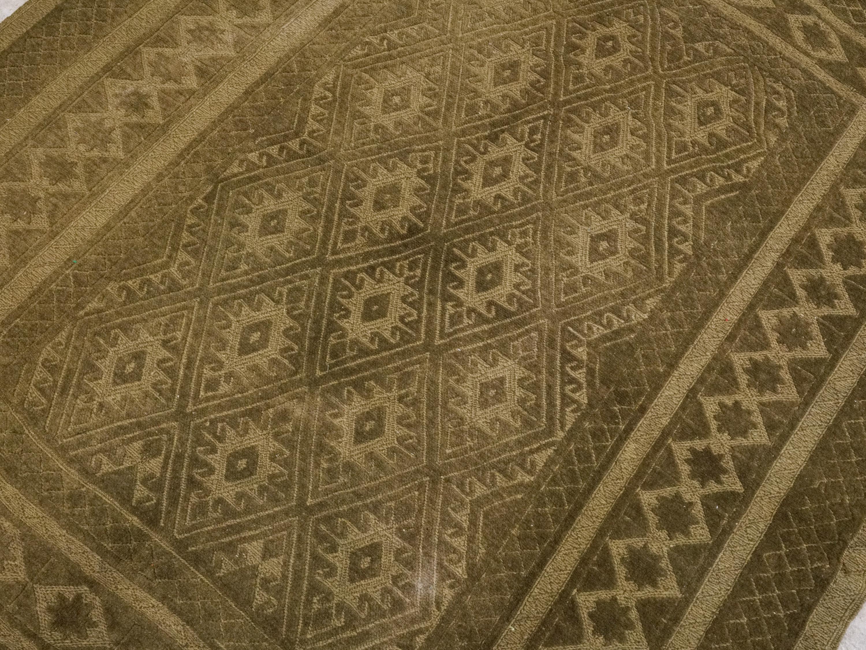 5x6 FT Vintage Green Tribal Kilim Rug - Hand Knotted Wool Area Rug